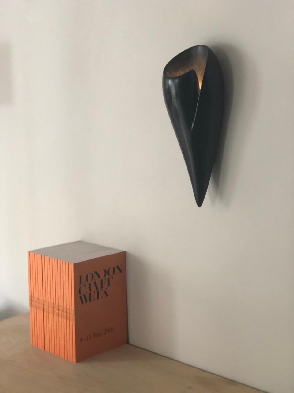 Leila Contemporary Wall Sconce, Wall Light in Ebony Plaster, Hannah Woodhouse 5