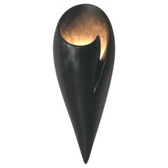 Leila Contemporary Wall Sconce, Wall Light in Ebony Plaster, Hannah Woodhouse