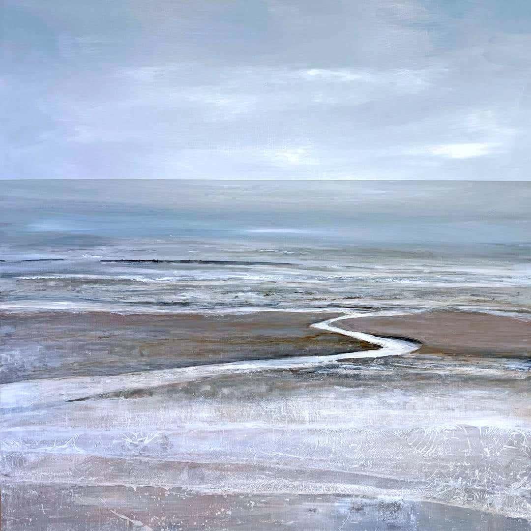 Leila Godden UA Landscape Painting - Beach Meanders-original modern abstract seascape-ocean painting-contemporary art