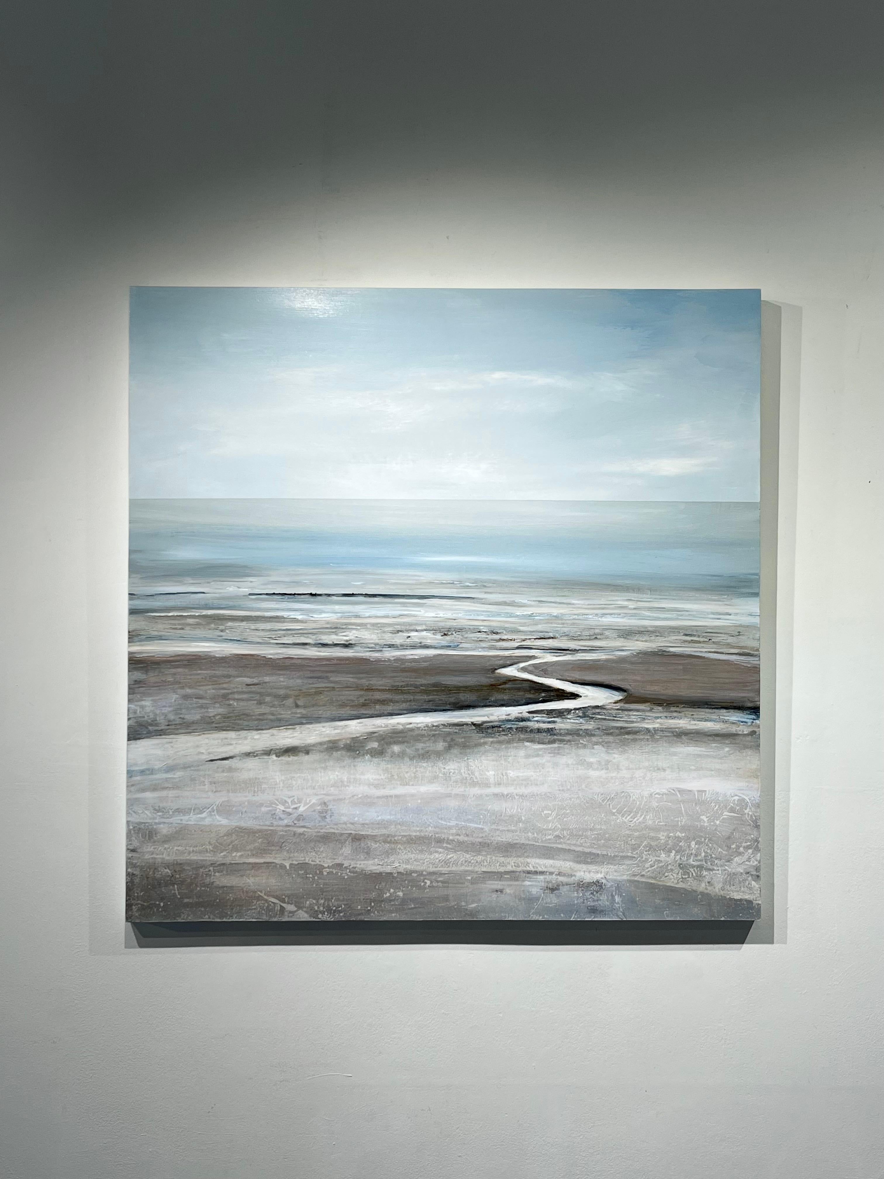 Beach Meanders-original modern seascape abstract painting- contemporary  art - Painting by Leila Godden UA