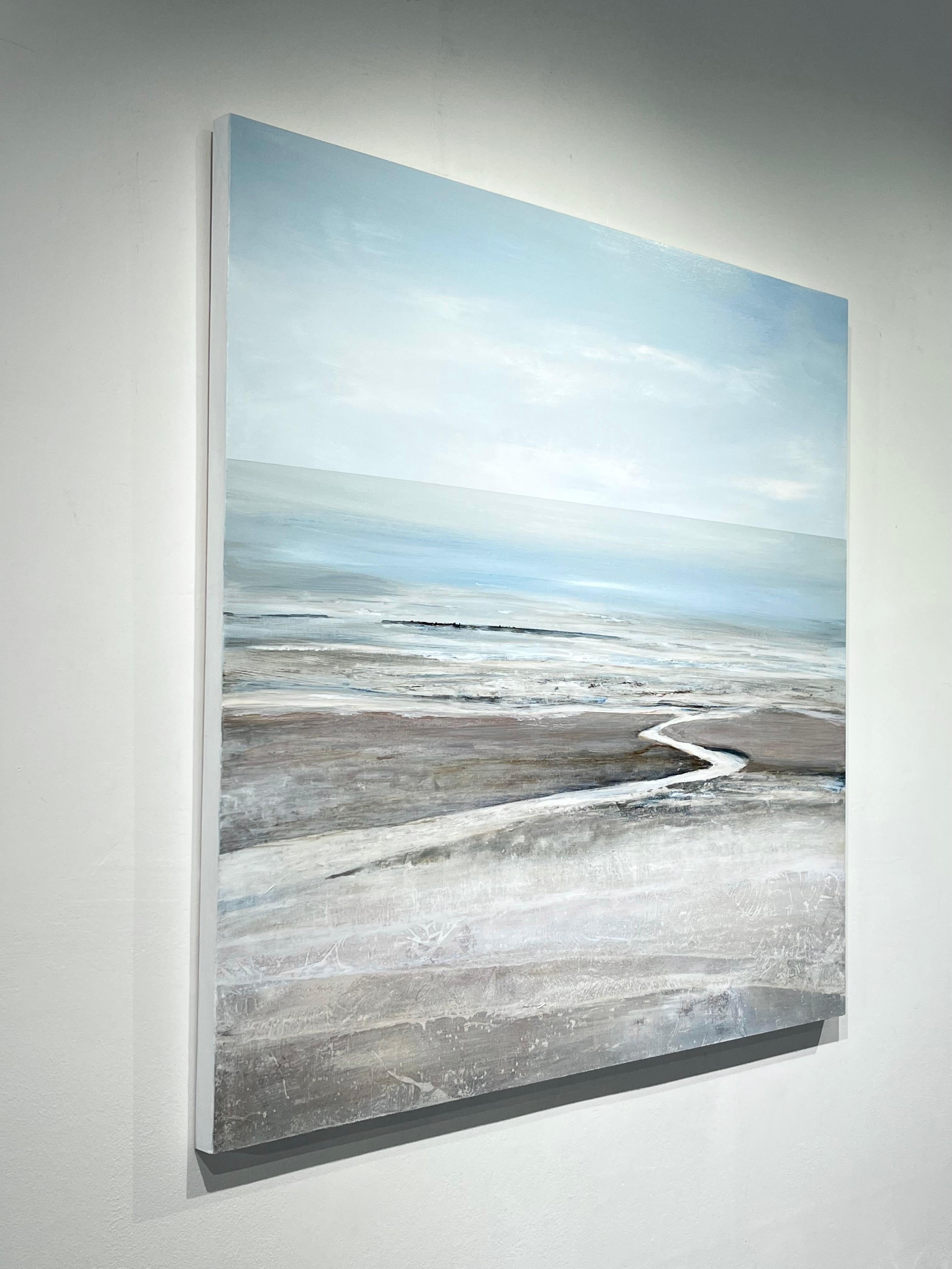 Beach Meanders-original modern seascape abstract painting- contemporary  art - Abstract Painting by Leila Godden UA