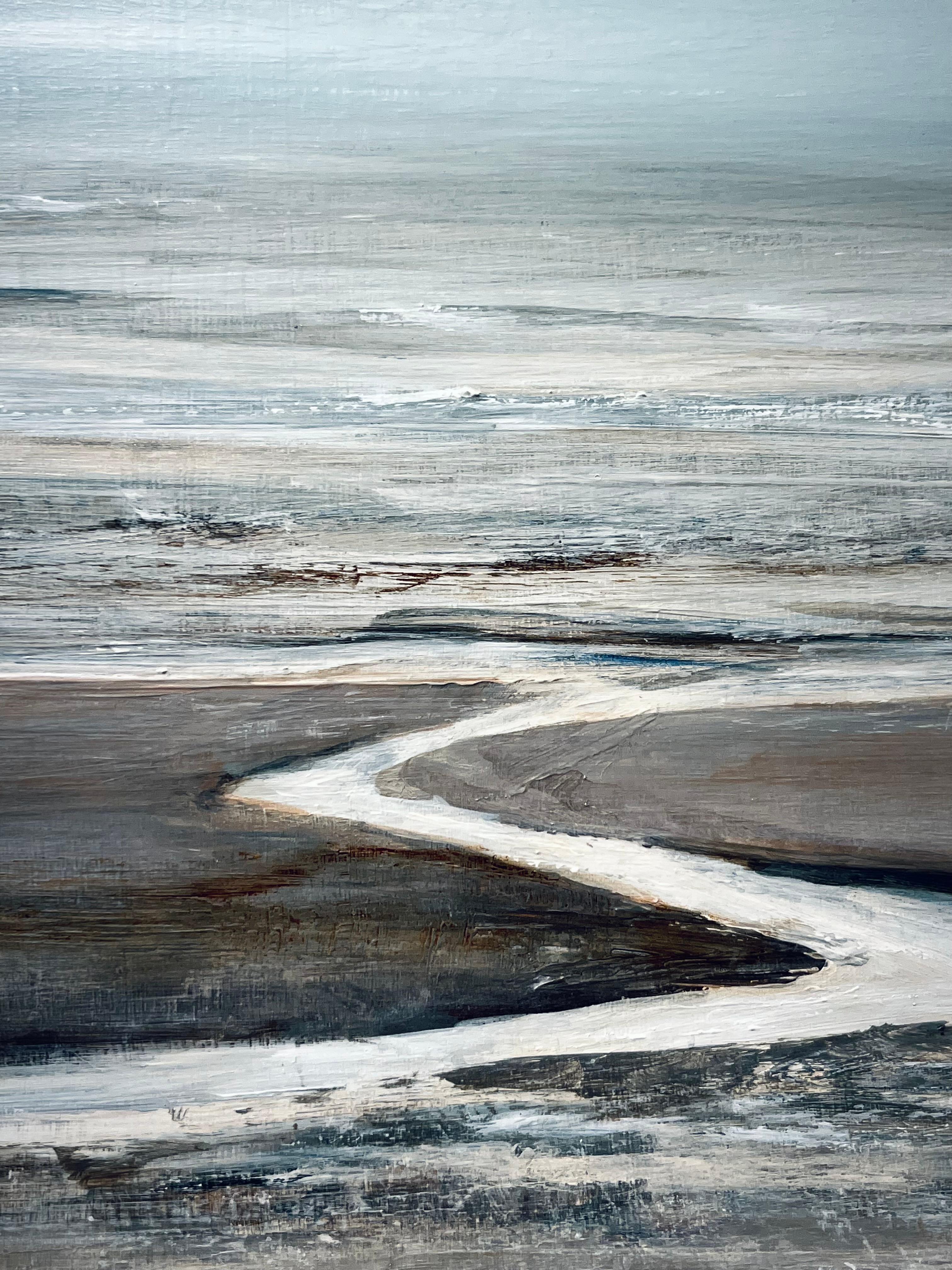Beach Meanders-original modern seascape abstract painting- contemporary  art - Purple Abstract Painting by Leila Godden UA