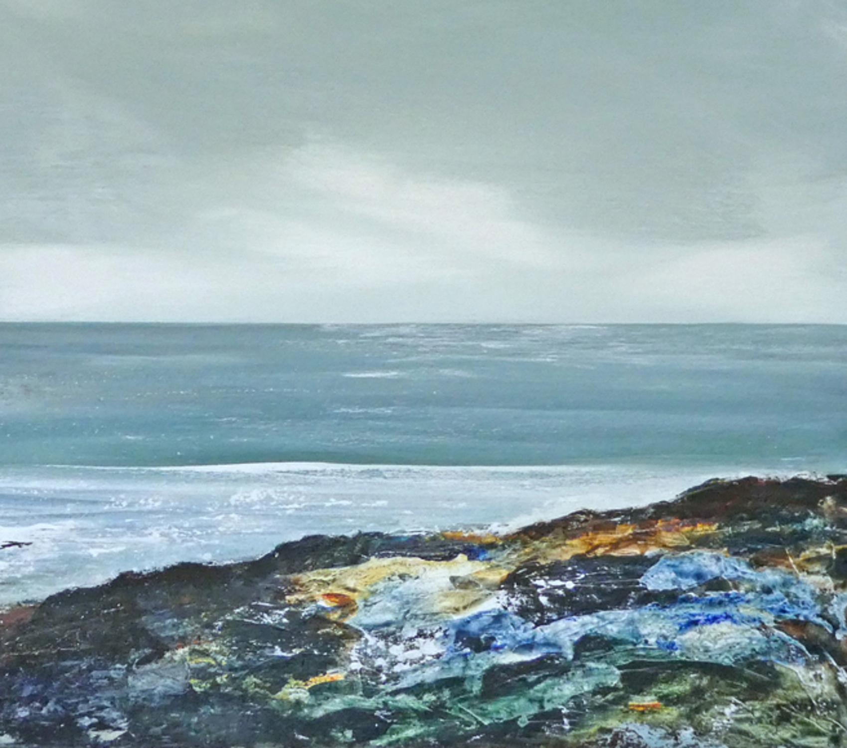 By the Slipway - Broody British Seascape : Peinture acrylique sur panneau  - Contemporain Painting par Leila Godden UA