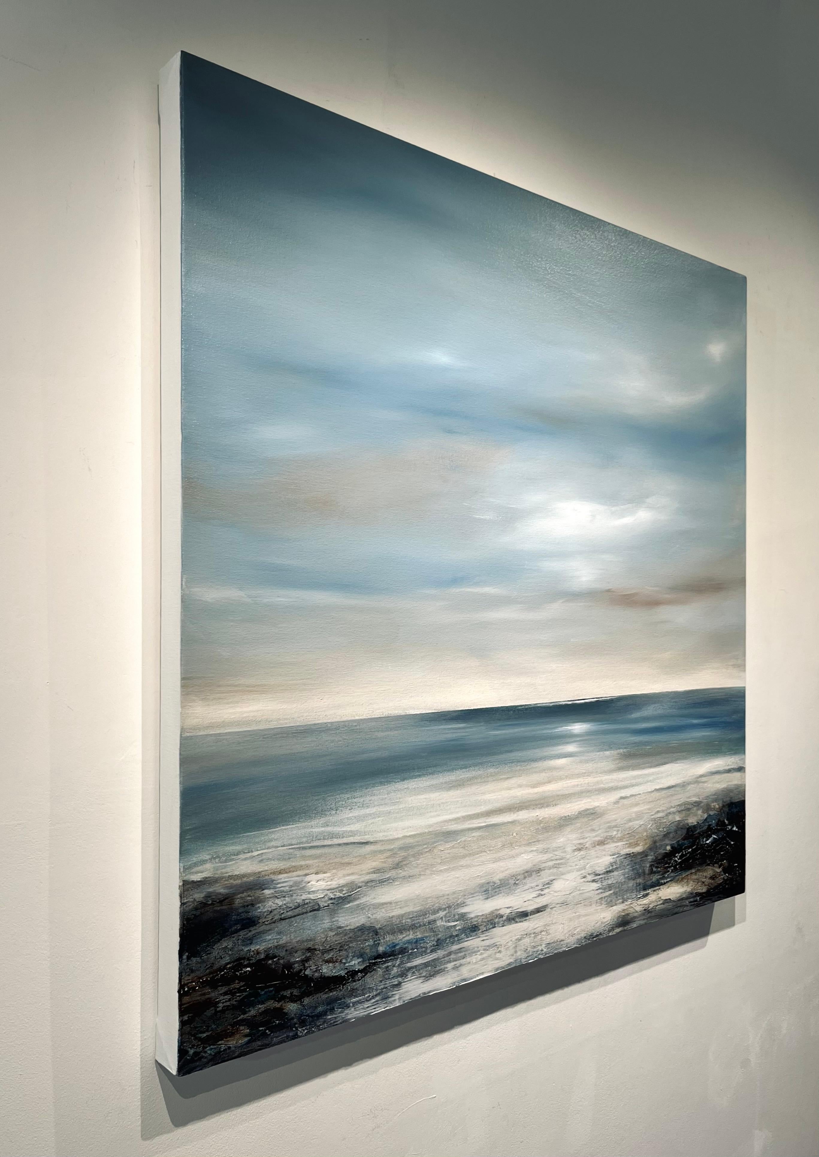 Catching the Light-original abstract seascape -ocean painting-contemporary art - Abstrait Painting par Leila Godden UA