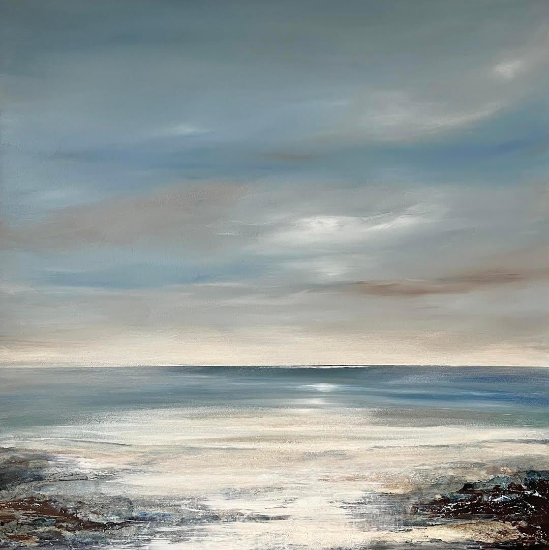 Landscape Painting Leila Godden UA - Catching the Light-original abstract seascape -ocean painting-contemporary art