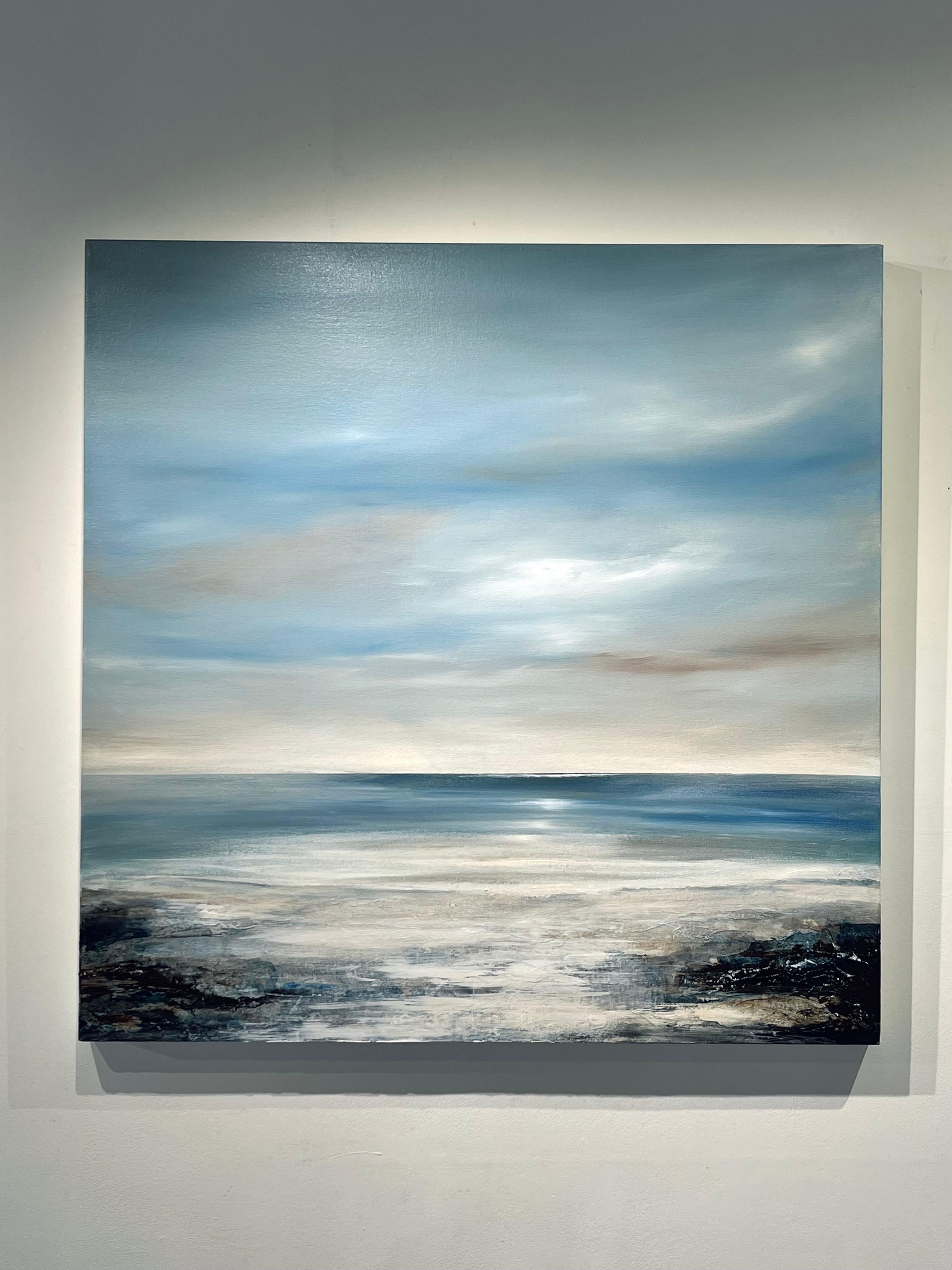 Catching the Light-original seascape ocean abstract painting-contemporary art - Painting by Leila Godden UA