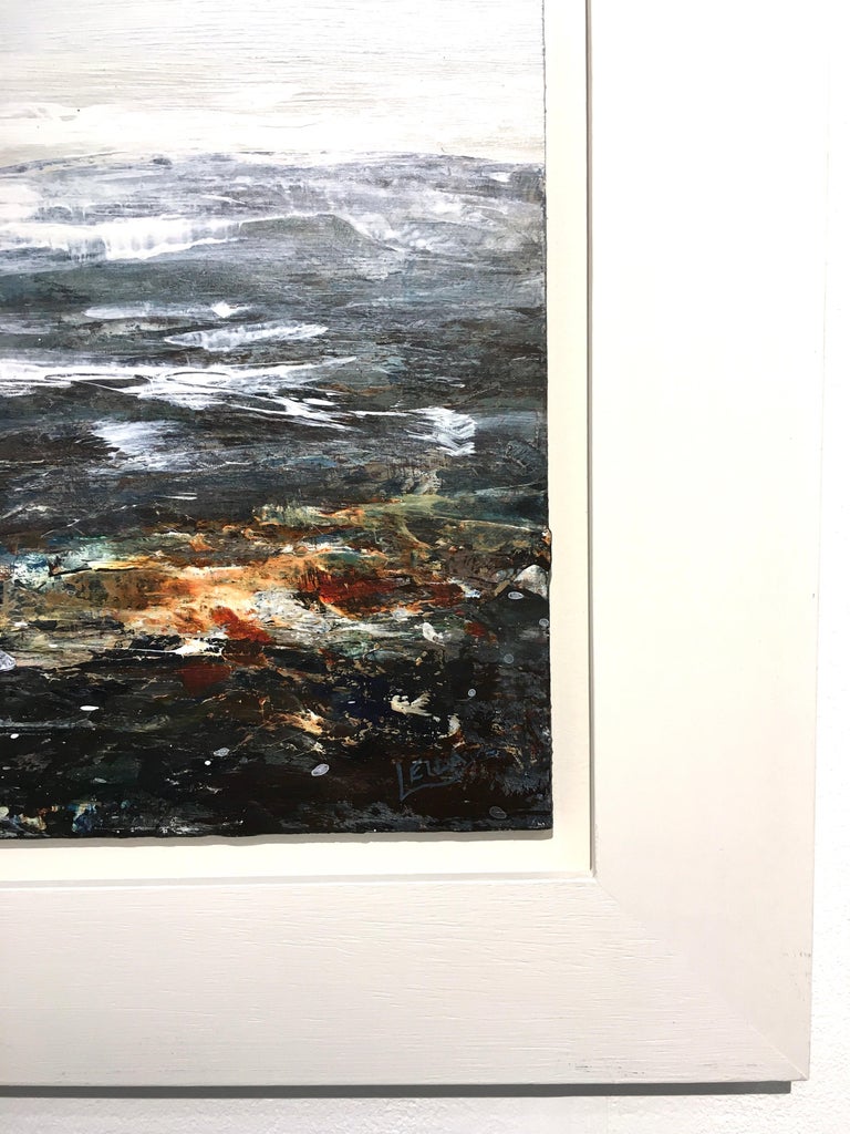 The original painting  by Leila Godden is framed and ready to be displayed. The textures used at the foreground of the painting suggest the surface of rocks and add an interesting dimension to the seascape composition. 

Leila Godden UA is a member