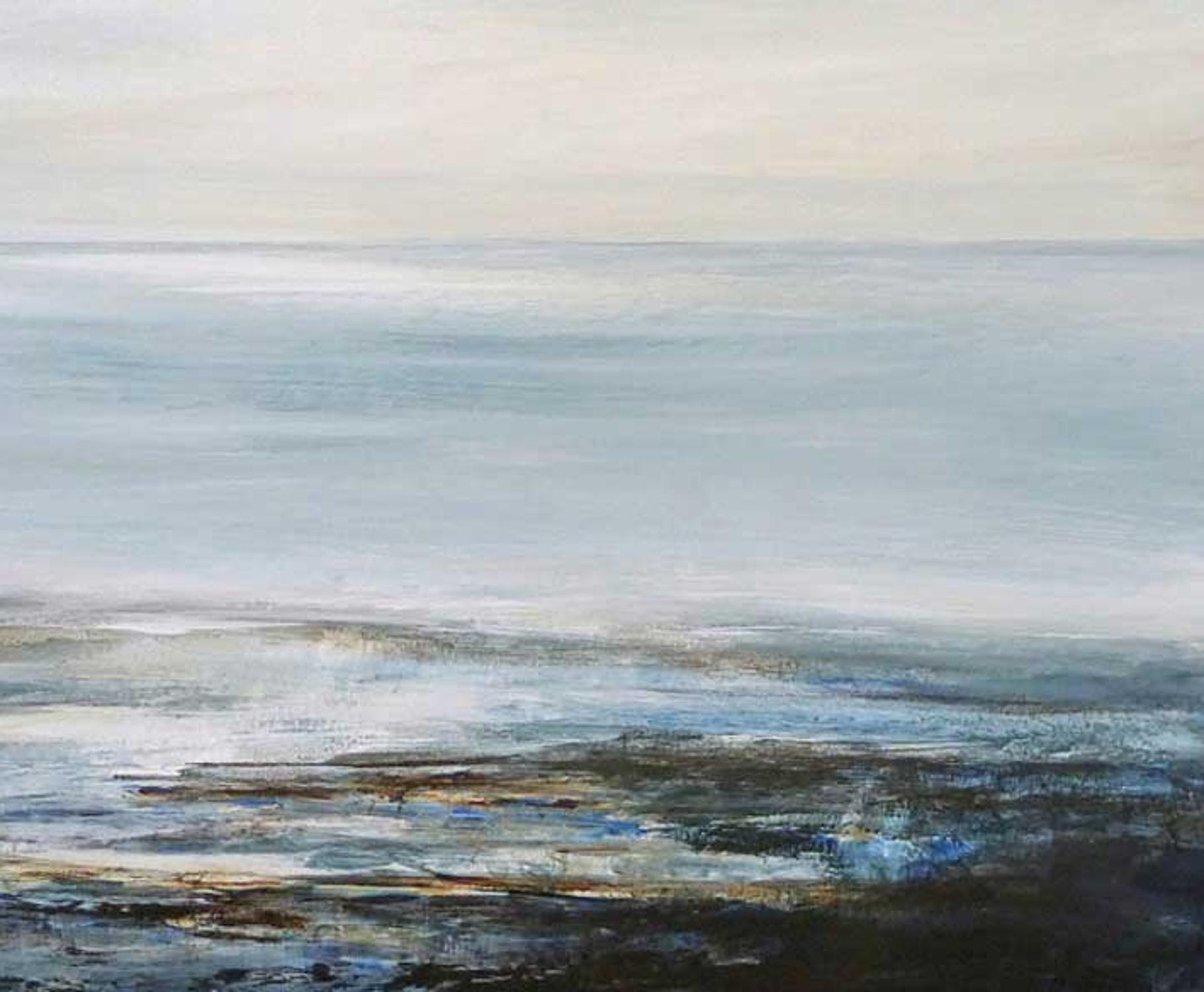 New Horizons - Brooding British Seascape: Acrylic Paint on Board / Framed - Painting by Leila Godden UA