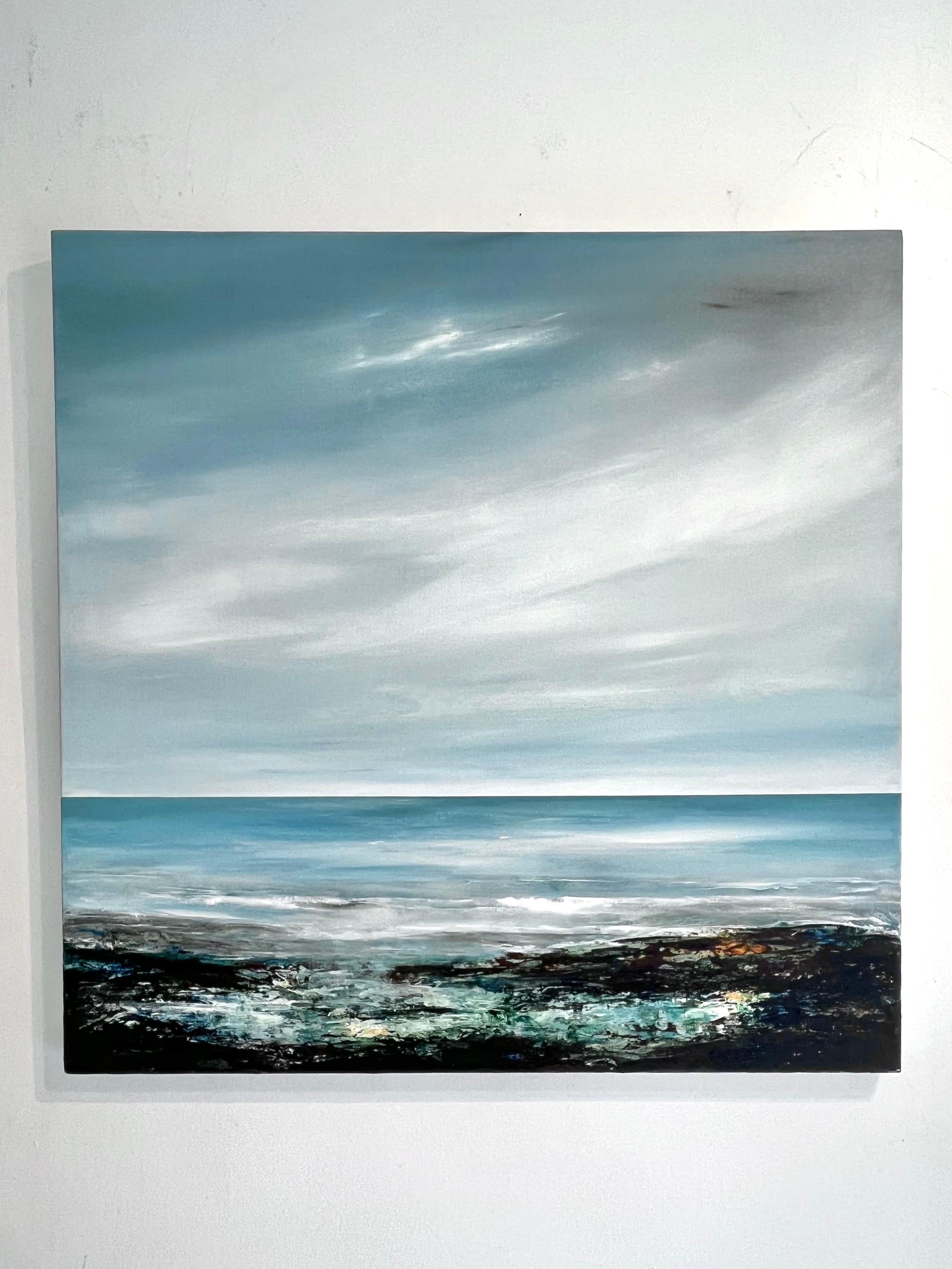 Ocean Breeze-original modern abstract seascape-ocean painting-contemporary art - Painting by Leila Godden UA