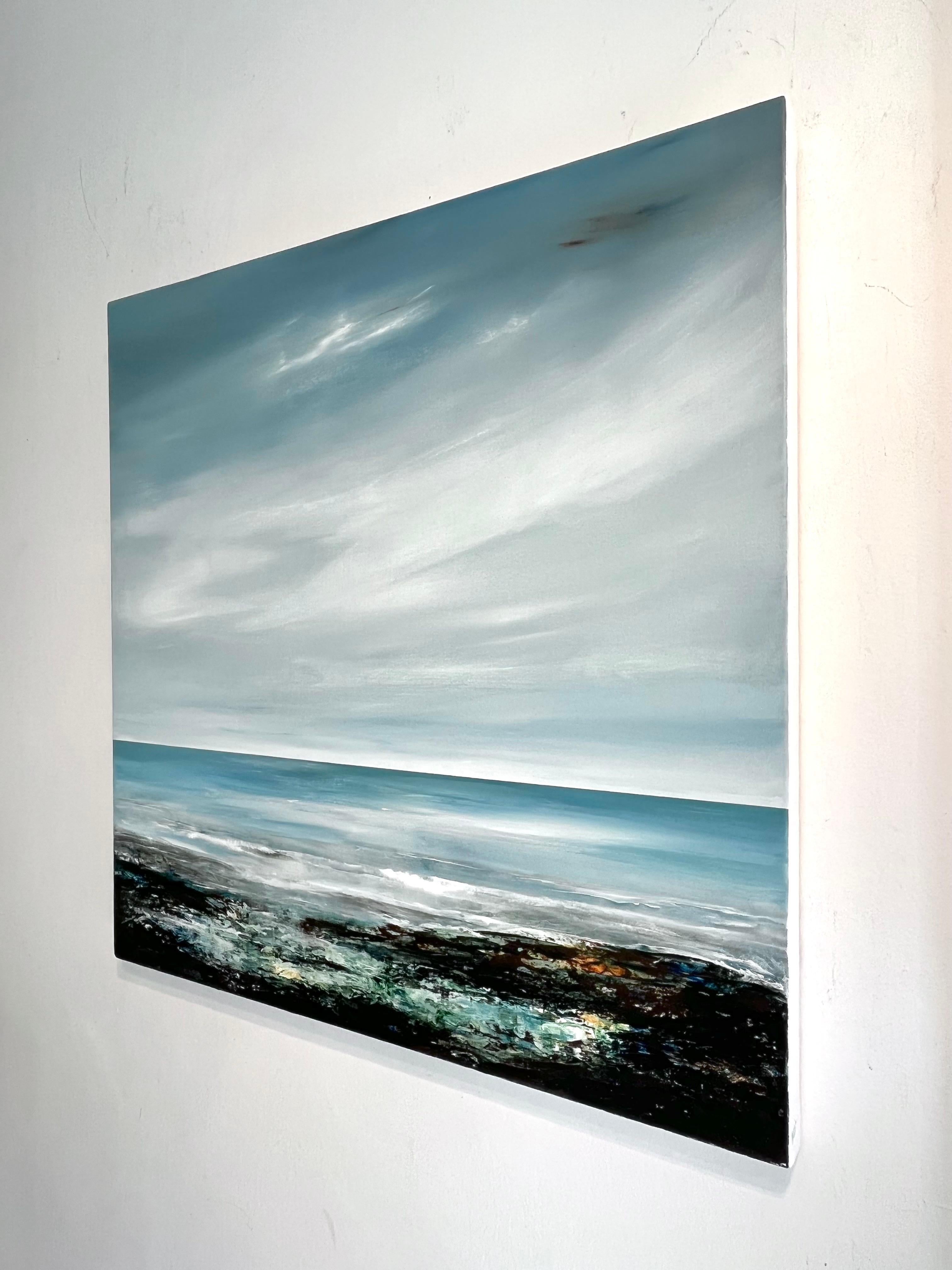 Ocean Breeze-originale moderne abstrakte Meereslandschaft-Ozeanmalerei-zeitgenössische Kunst (Blau), Abstract Painting, von Leila Godden UA