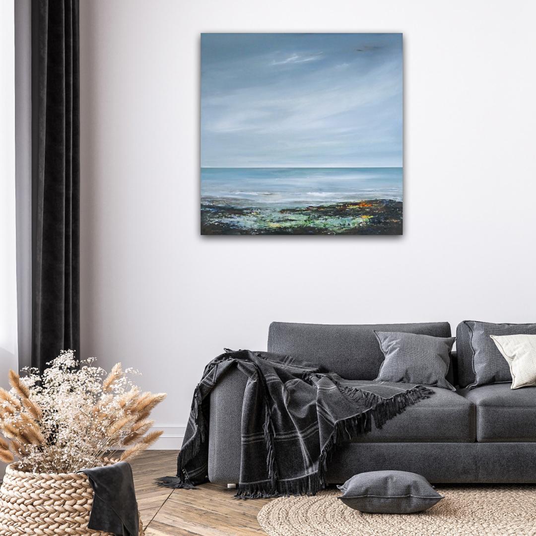Ocean Breeze-originale moderne abstrakte Meereslandschaft-Ozeanmalerei-zeitgenössische Kunst im Angebot 1