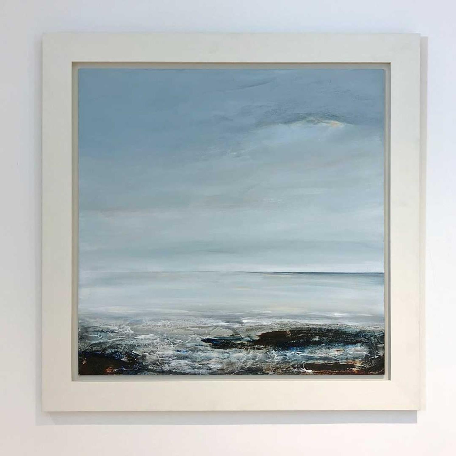 Sunlit Moment - Brooding British Seascape: Acrylic on Board - Painting by Leila Godden UA