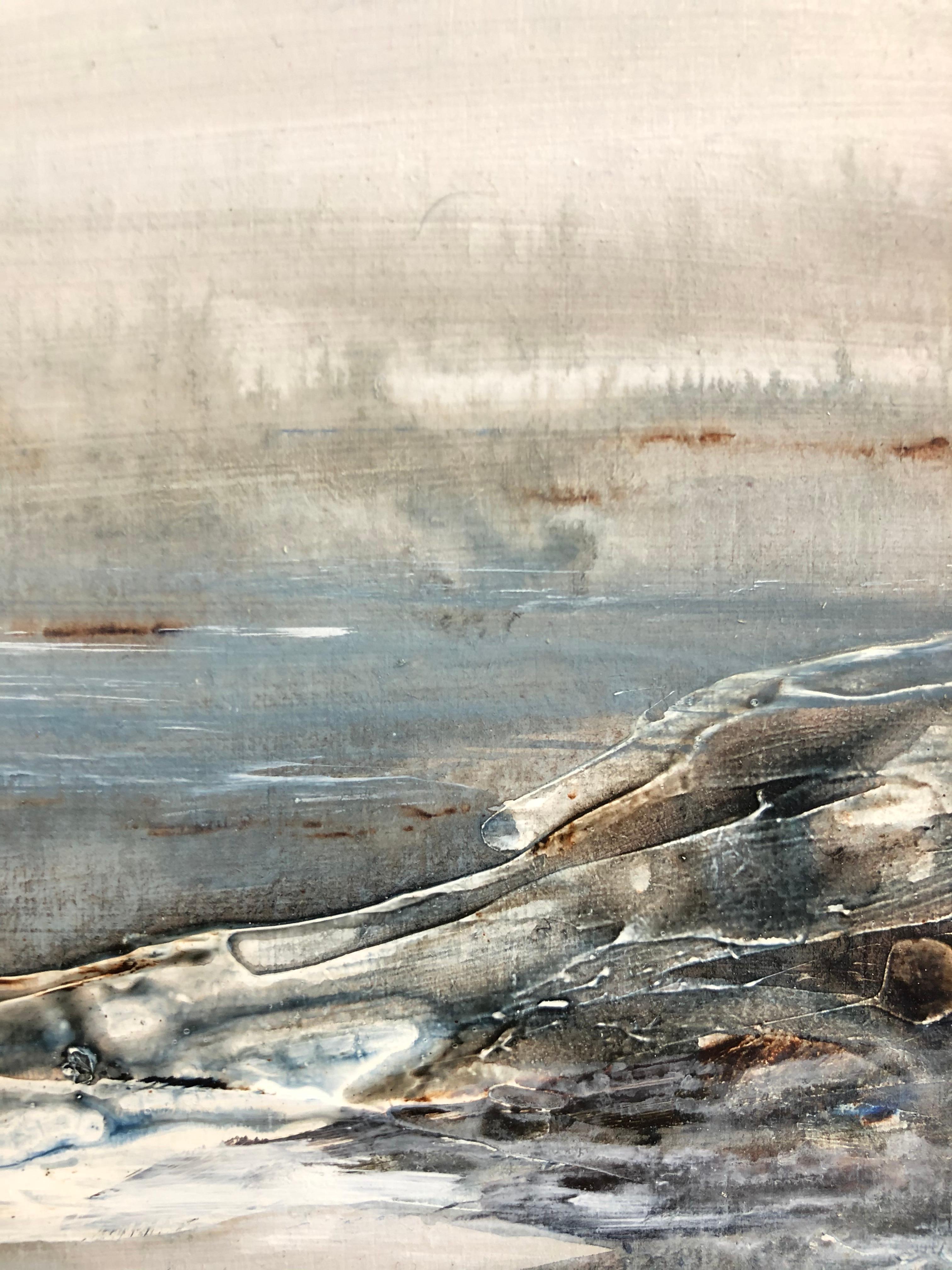 Tread Softly 213 - original landscape seascape coastal painting Contemporary Art - Abstract Painting by Leila Godden UA