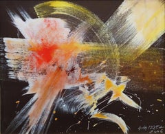 Abstraktes Gemälde „Abstrakte Komposition II“ 16" x 20" Zoll von Leila Izzet