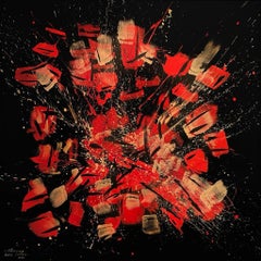 "Cosmic Explosion" Abstract Wood Painting 79" x 79" in by Leila Izzet