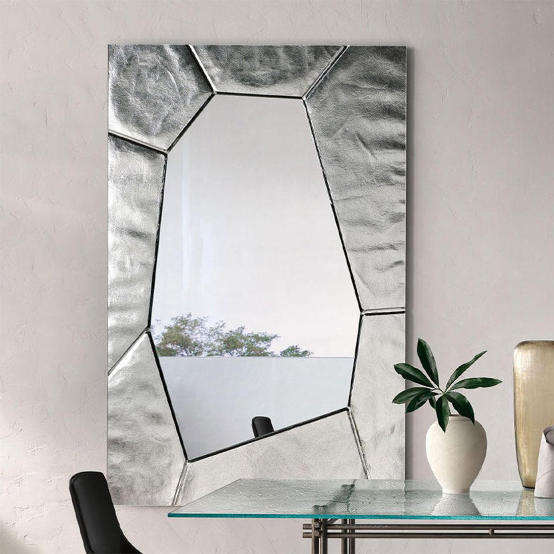 italien Miroir Leila en verre argenté en vente
