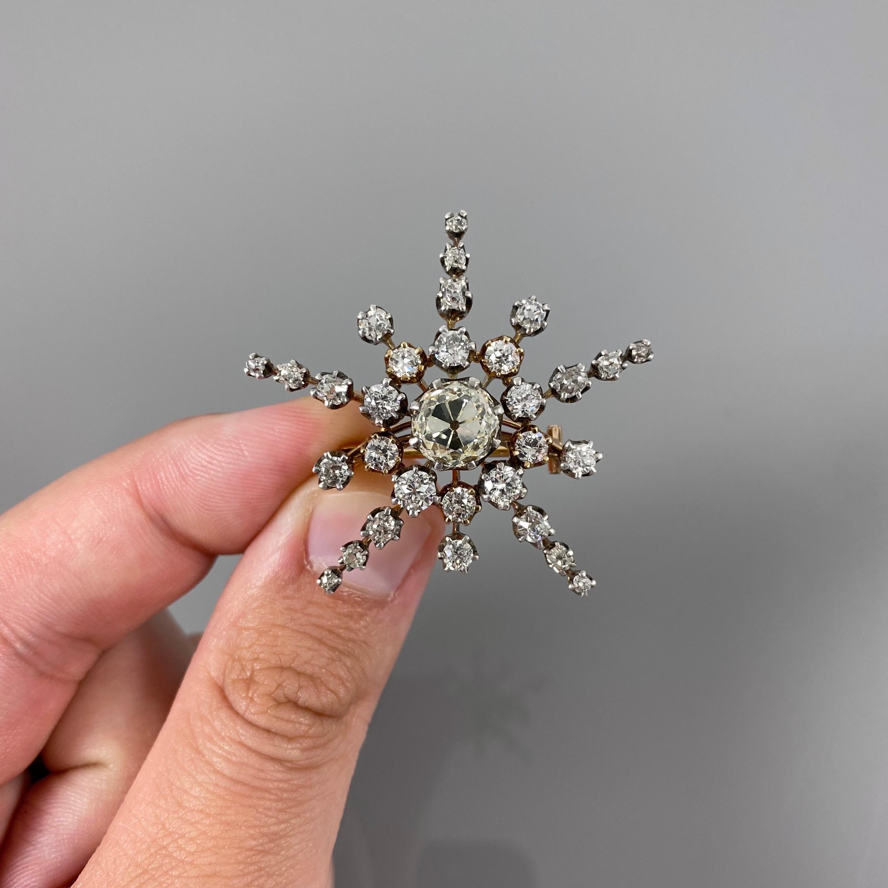 Leitão & Irmão Antike 19. Jahrhundert Diamant-Stern-Schildpatt-Brosche Haarkamm im Angebot 7