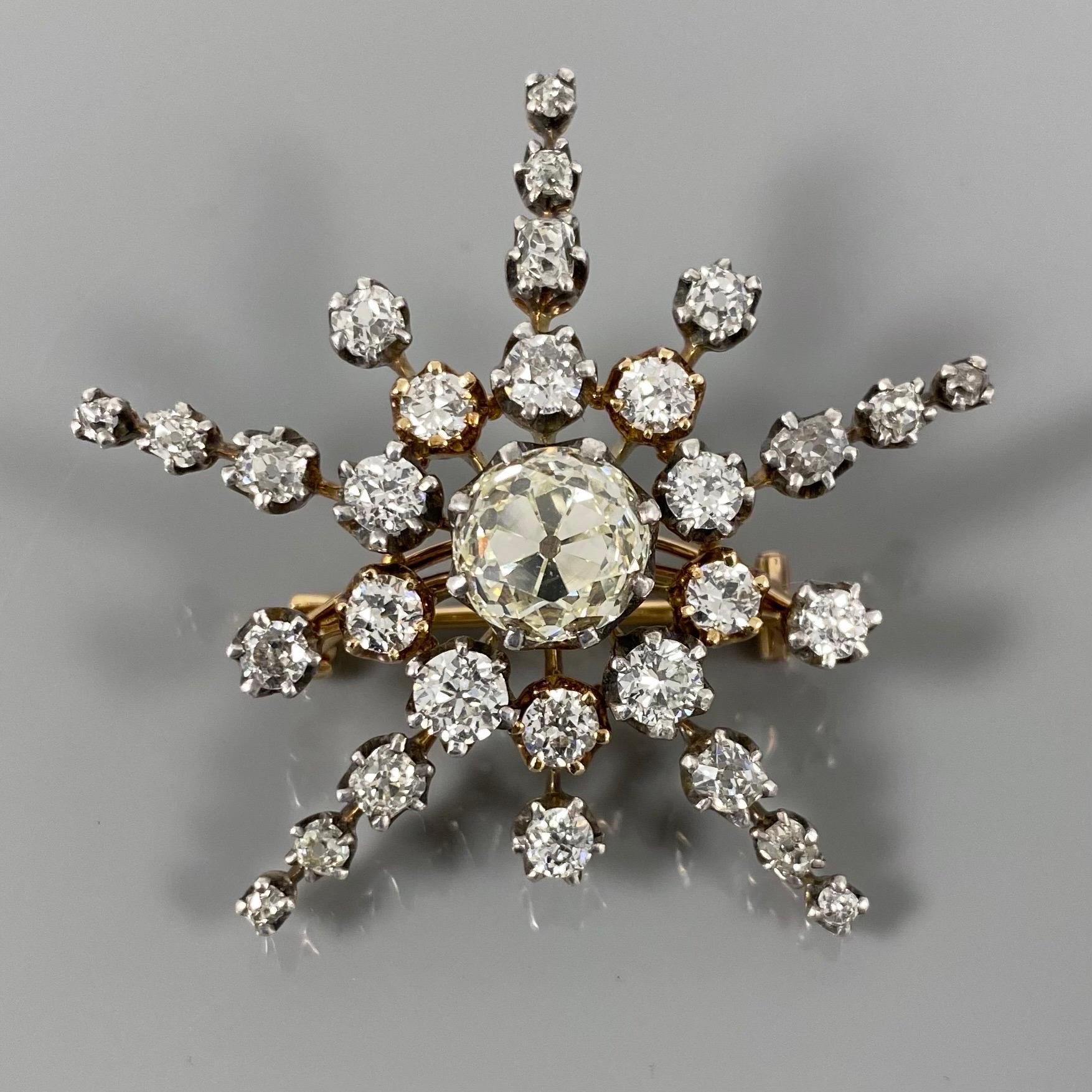Leitão & Irmão Antike 19. Jahrhundert Diamant-Stern-Schildpatt-Brosche Haarkamm im Angebot 9