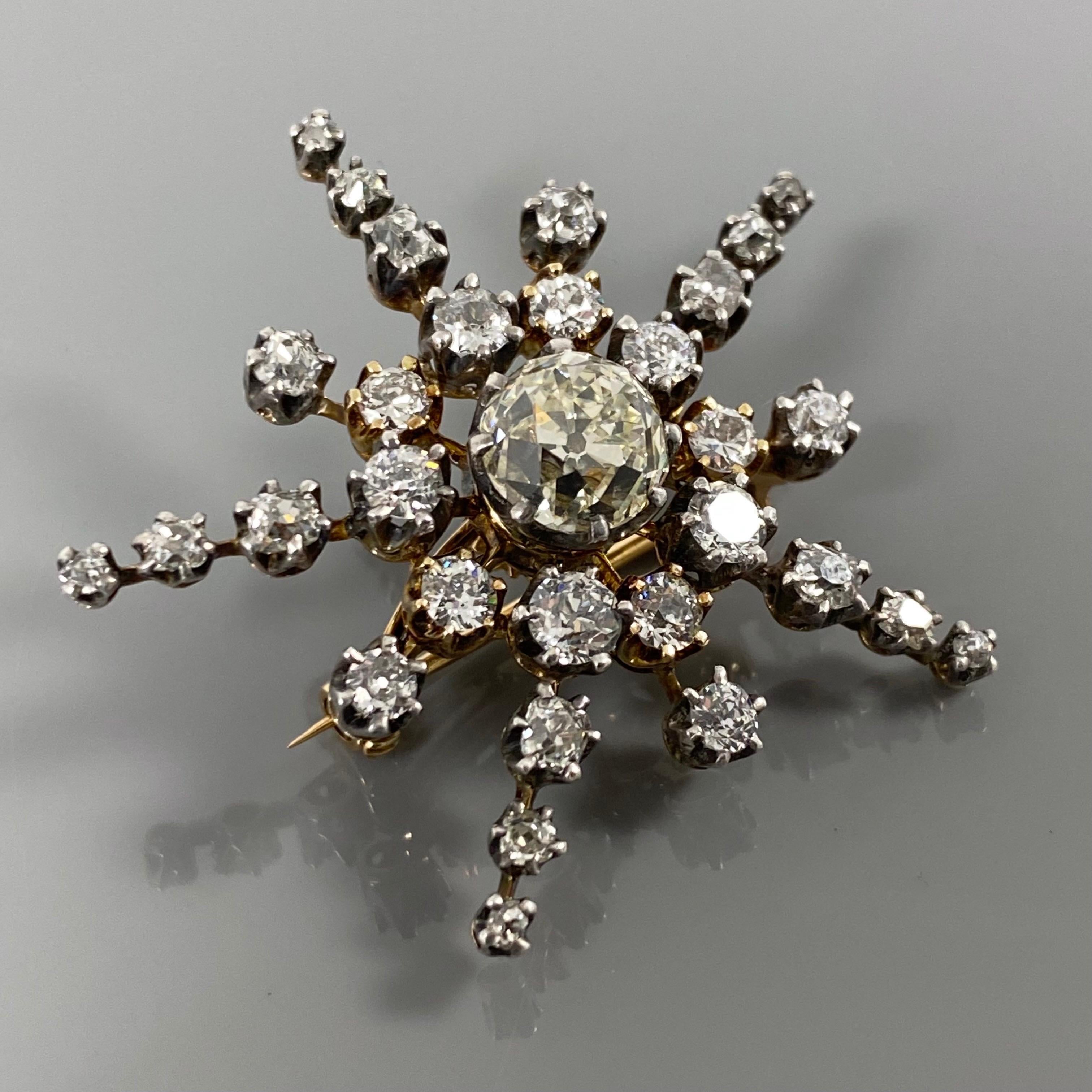 Leitão & Irmão Antike 19. Jahrhundert Diamant-Stern-Schildpatt-Brosche Haarkamm im Angebot 10