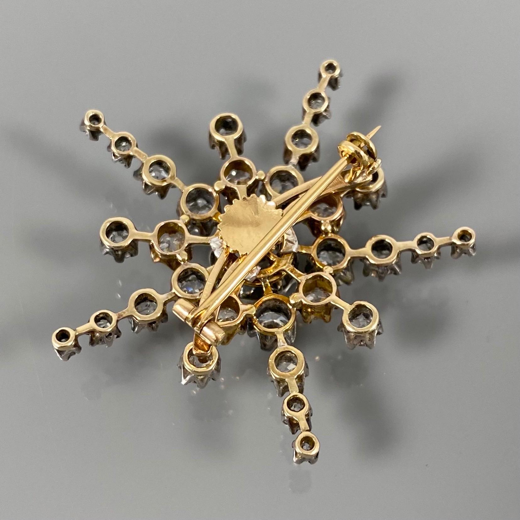 Leitão & Irmão Antike 19. Jahrhundert Diamant-Stern-Schildpatt-Brosche Haarkamm im Angebot 11