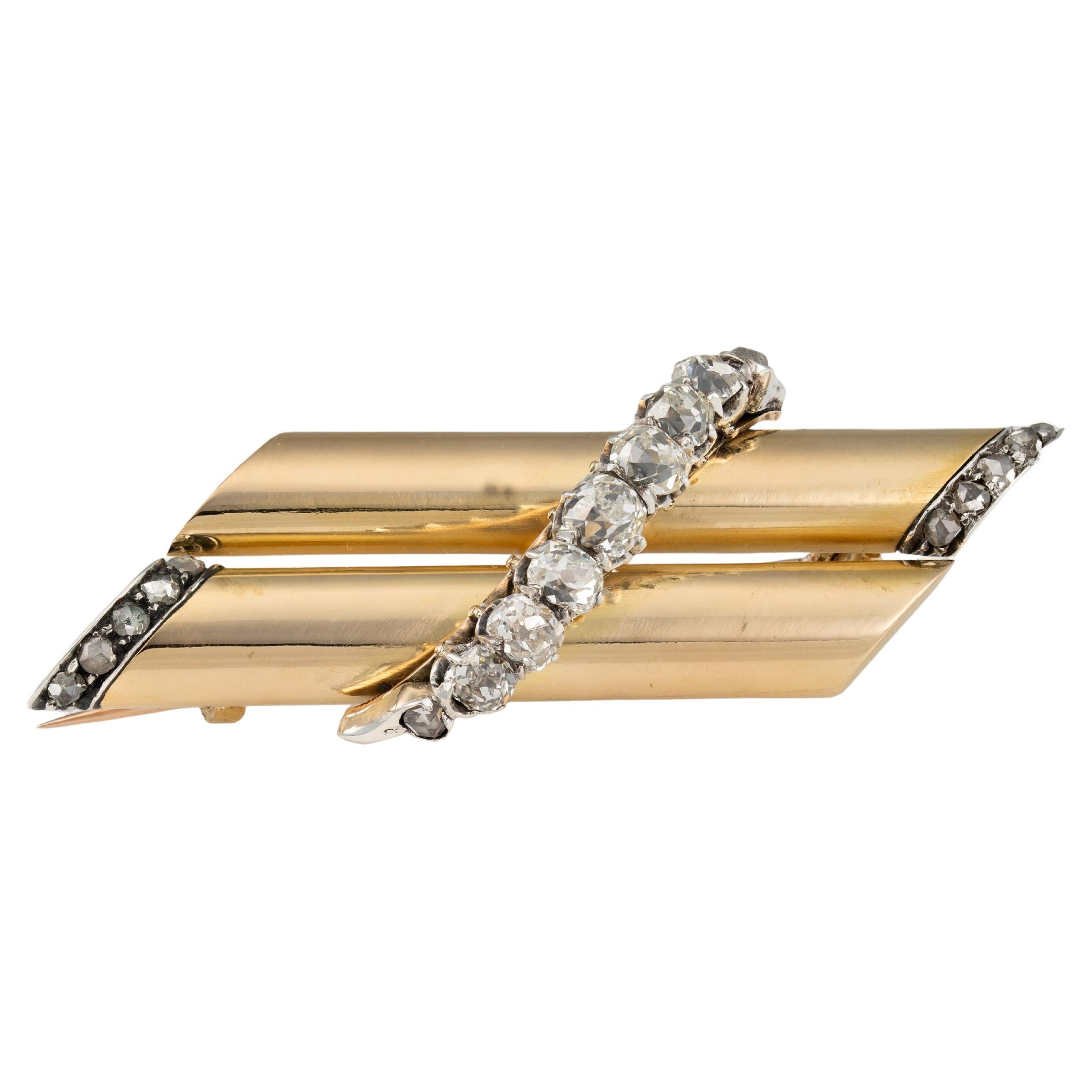 Leitão & Irmão Brooch in Gold and Diamonds, Portuguese, 19th/20th Century