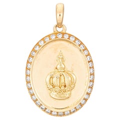 Leitao & Irmao Diamond Crown Medal Pendant 19k Yellow Gold Limited Edition