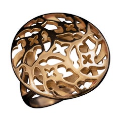 Leitao & Irmao Openwork Circular Domed Floral 19.2K Yellow Gold Portuguese Ring