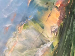 Genesis  -  Oil Abstract Painting Blue White Red Grey Yellow Black