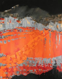 Hot Planet IV Series - Abstract Painting Color Brown Black Orange Grey White
