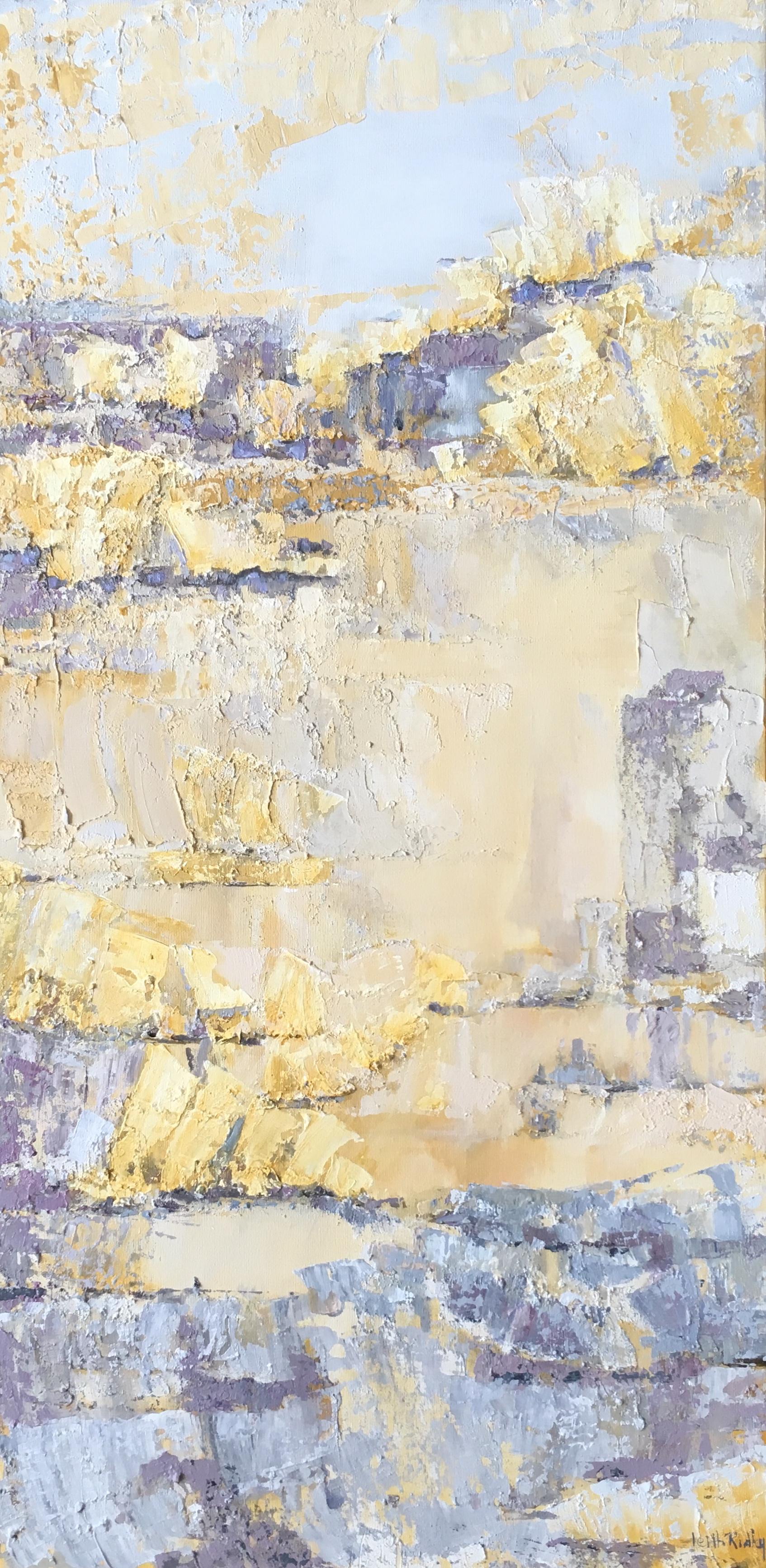 Leith Ridley Abstract Painting - Les Bateaux - Abstract Oil Painting Colors Yellow White Grey Beige