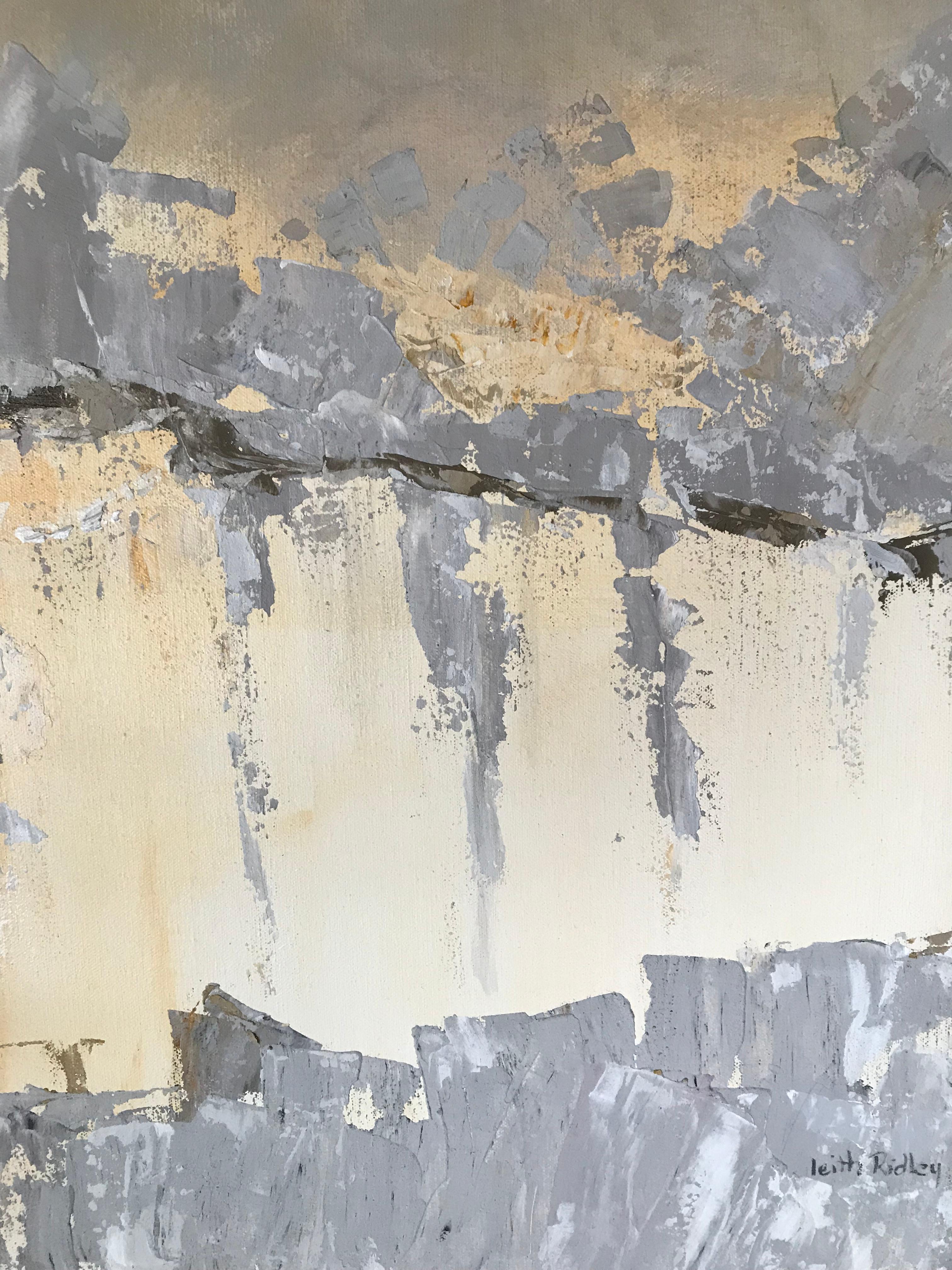 Serie Elements - Pittura ad olio astratta Colore Beige Grigio Bianco Nero Giallo Marrone - Painting Moderno di Leith Ridley