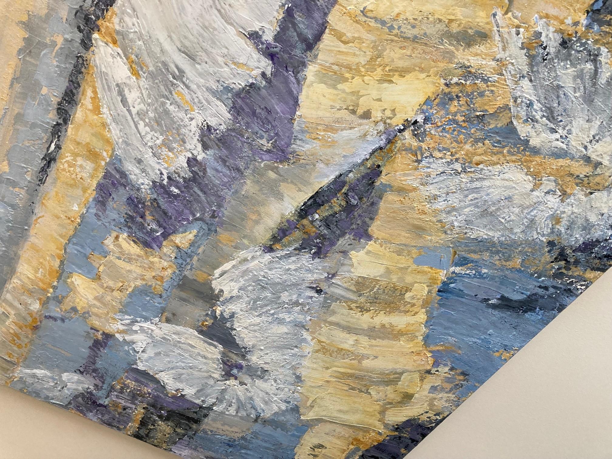 I campi dei sogni  -  Pittura astratta a olio Blu Bianco Rosso Grigio Giallo Nero - Painting Astratto di Leith Ridley