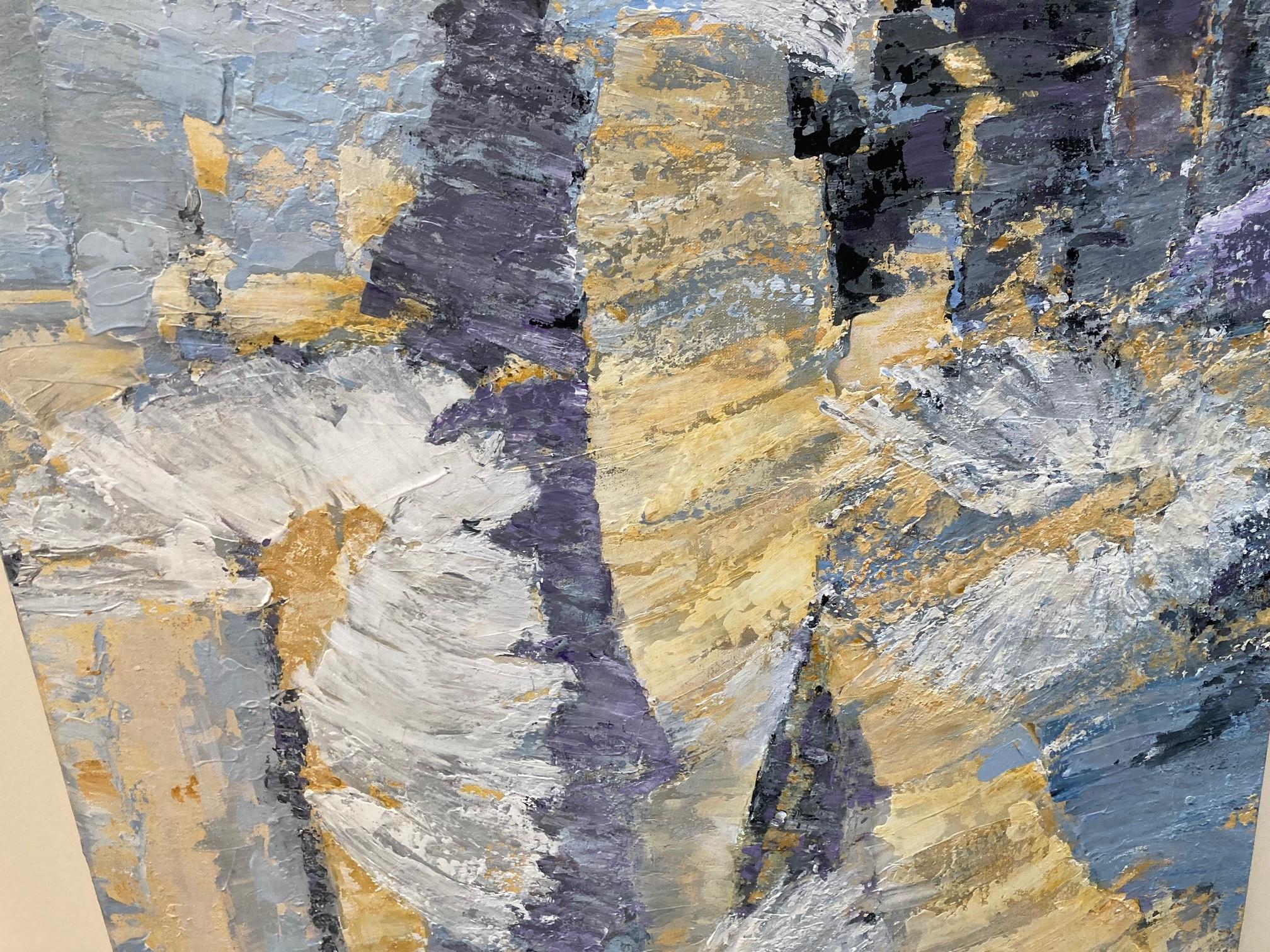 I campi dei sogni  -  Pittura astratta a olio Blu Bianco Rosso Grigio Giallo Nero - Abstract Painting Marrone di Leith Ridley