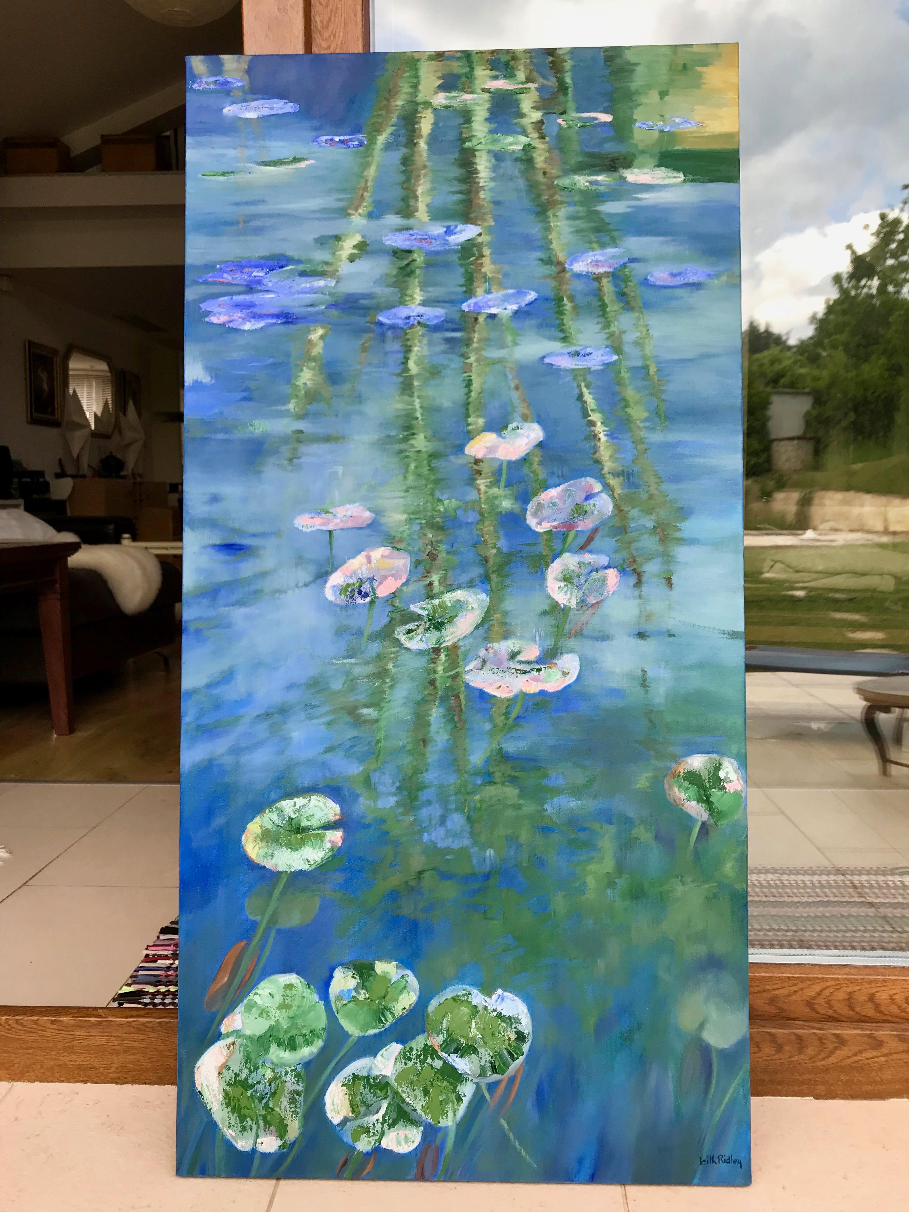 The Waterlilies - Triptych - Abstract Impressionist Painting by Leith Ridley