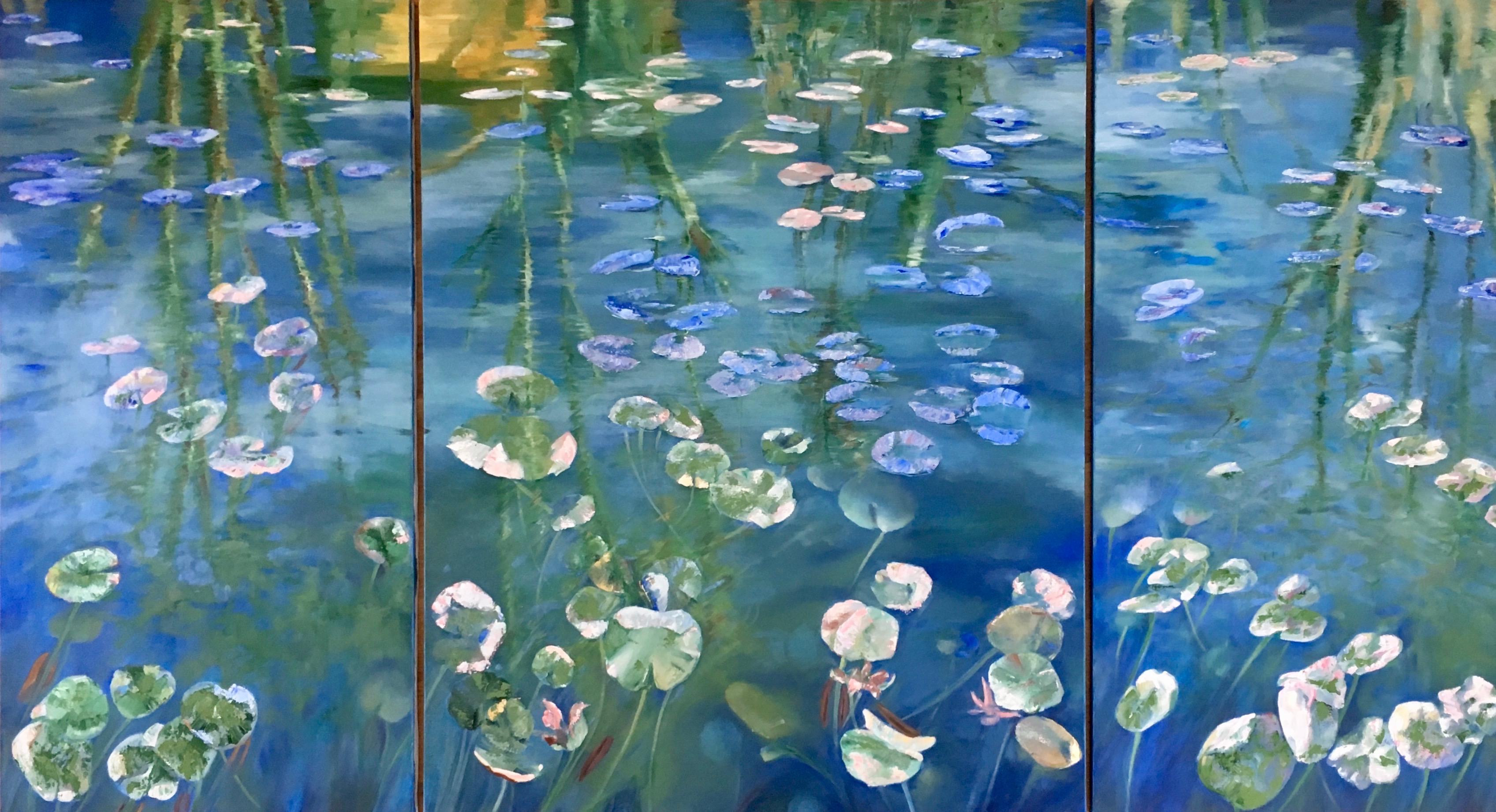 Leith Ridley Landscape Painting - The Waterlilies - Triptych