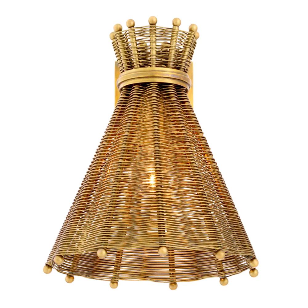 Aplique Leiti Latón con toda la estructura de acero inoxidable
en acabado vintage de latón. 1 bombilla, portalámparas tipo E14,
máx. 40 vatios, 220-240 voltios, bombilla no incluida.
