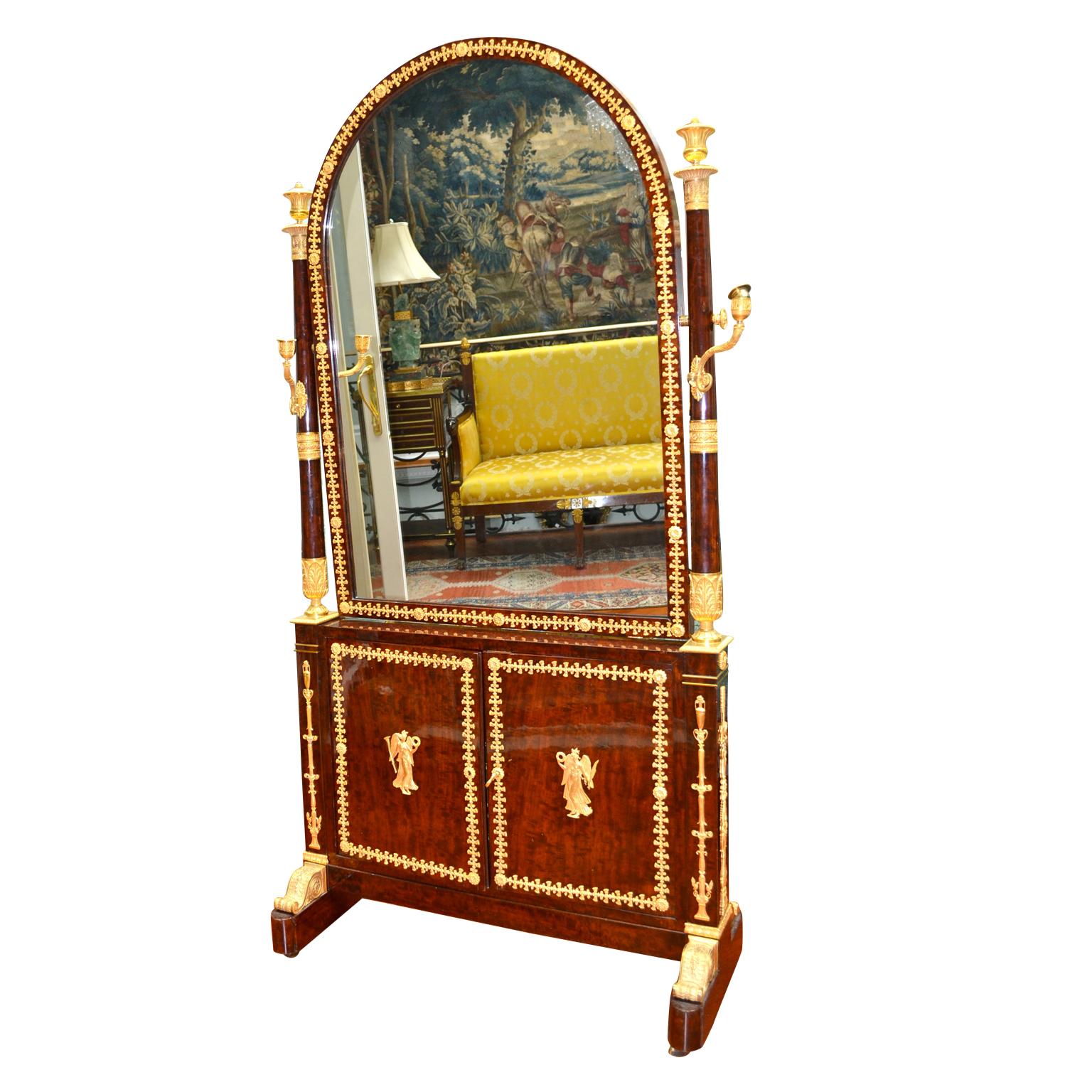 French Leitizia Bonapartes, Madame Mere Dressing Mirror and Jewellery Cabinet For Sale