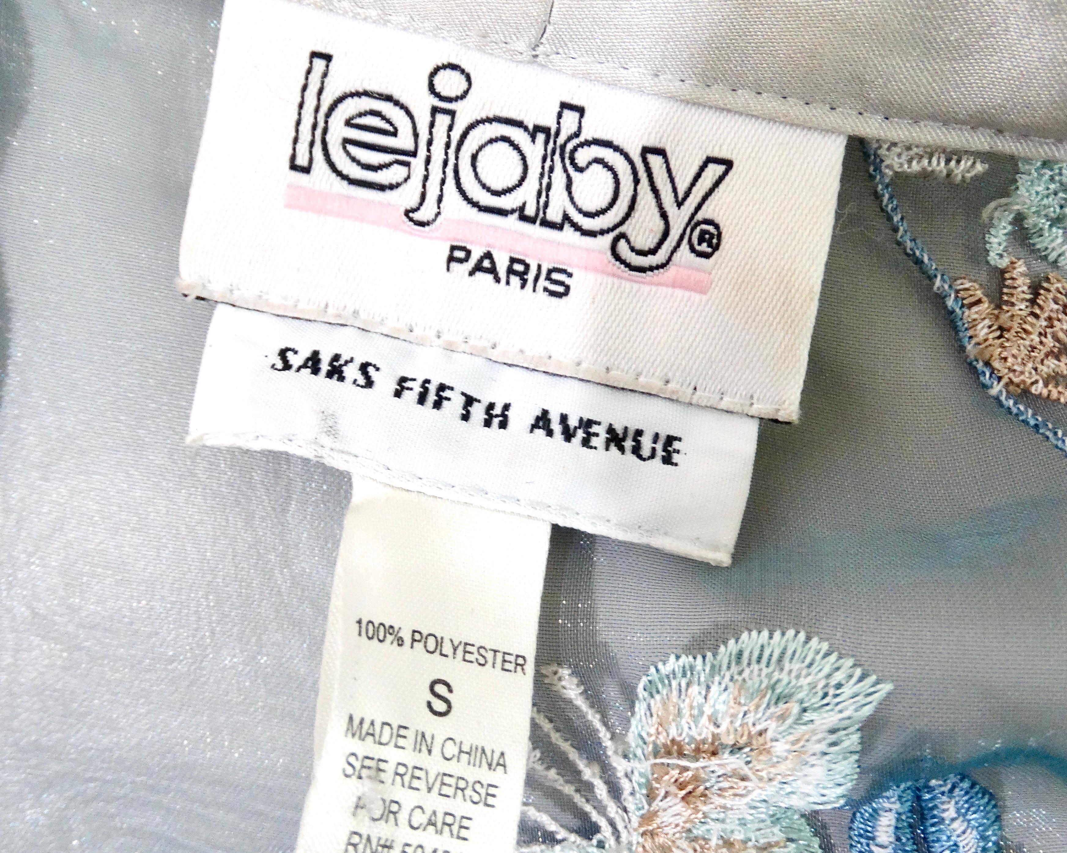 Lejaby Paris Blauer Kimono mit Blumenstickerei circa 1980s im Angebot 5