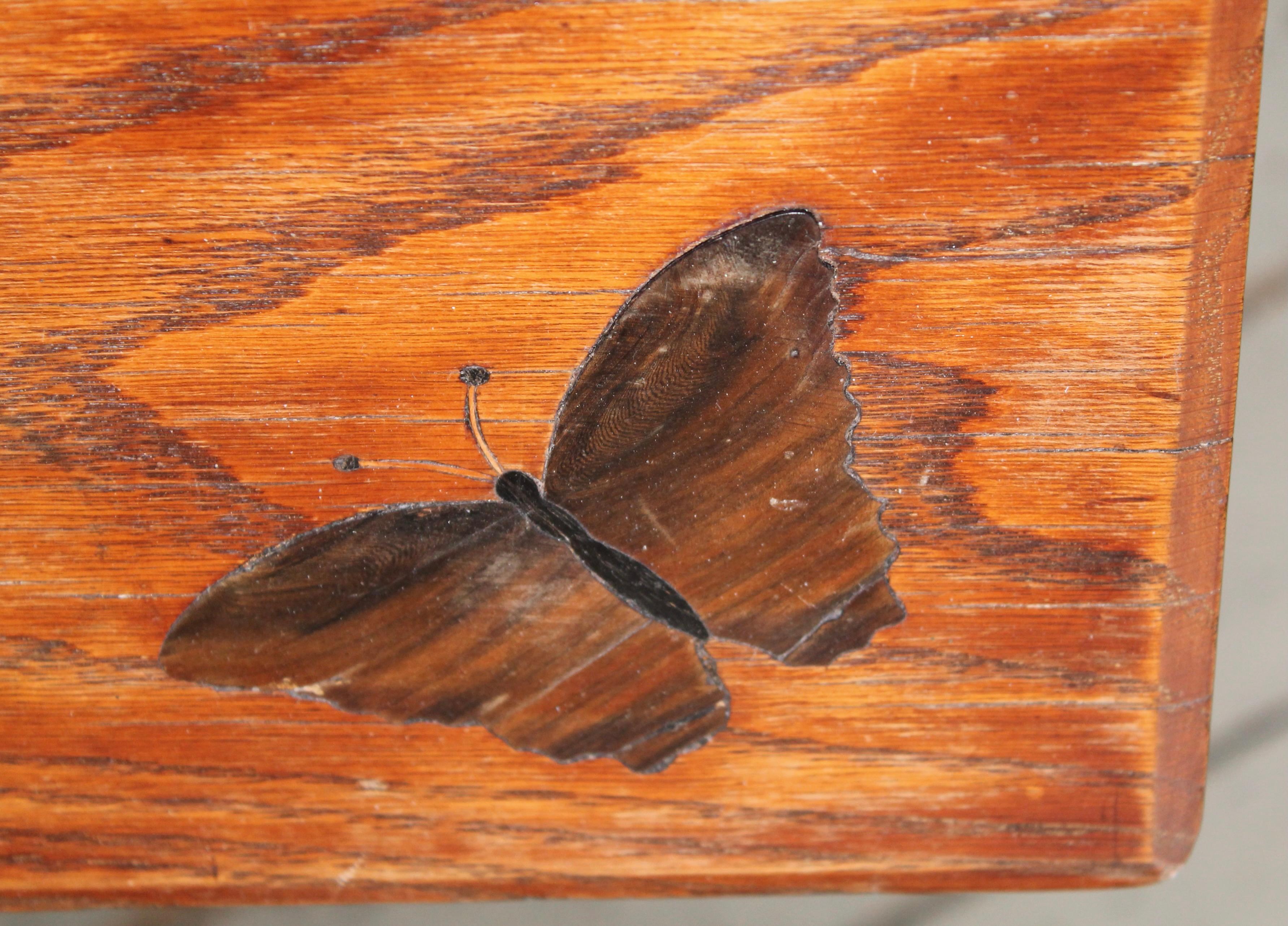 Stile Lejambre Movimento estetico francese giapponese Farfalla intarsiata Oak Eterget in vendita 5