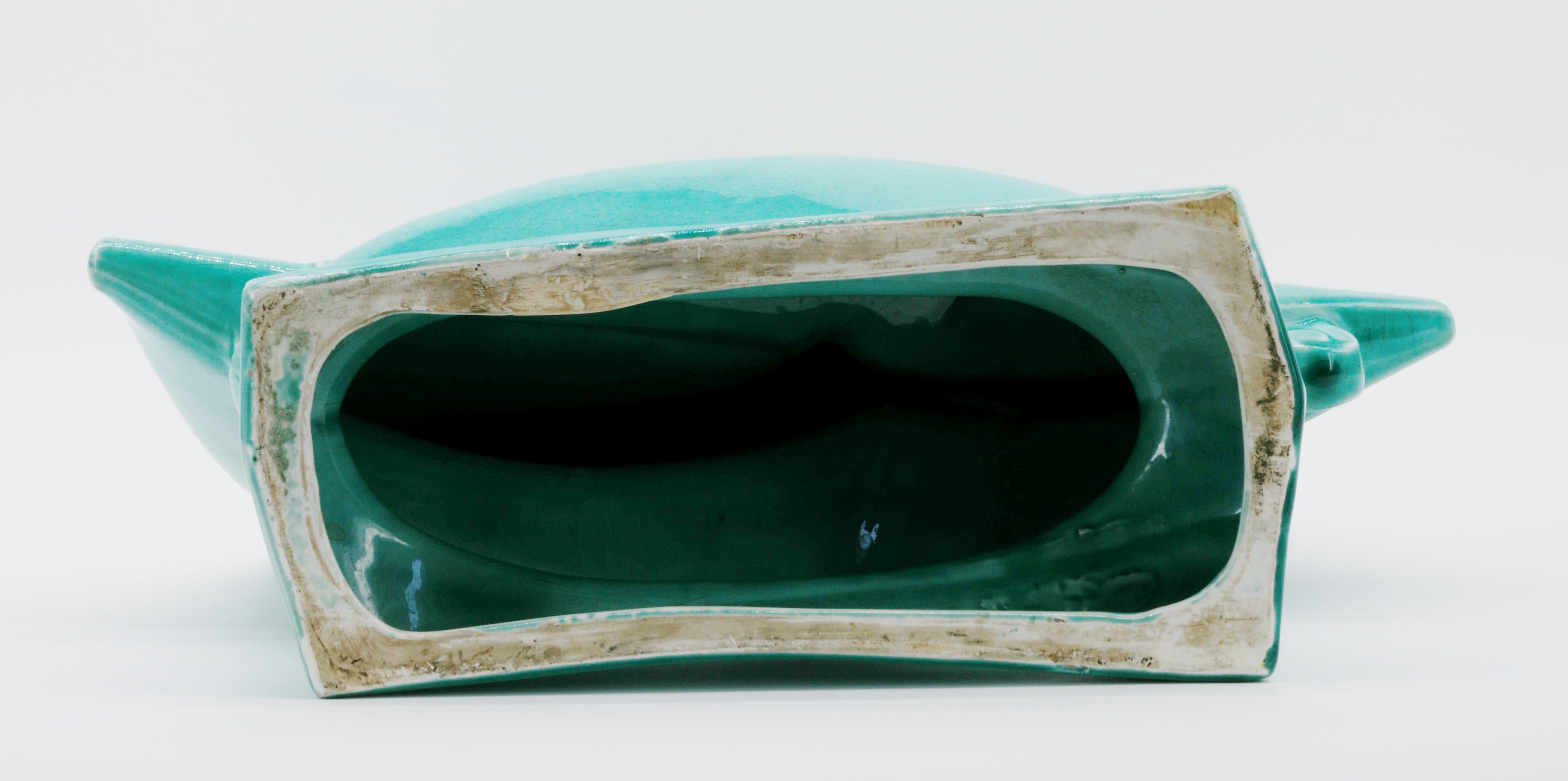 Nave in ceramica Lejan Art Deco con smaltatura a crepe da Orchies 1920 in vendita 1