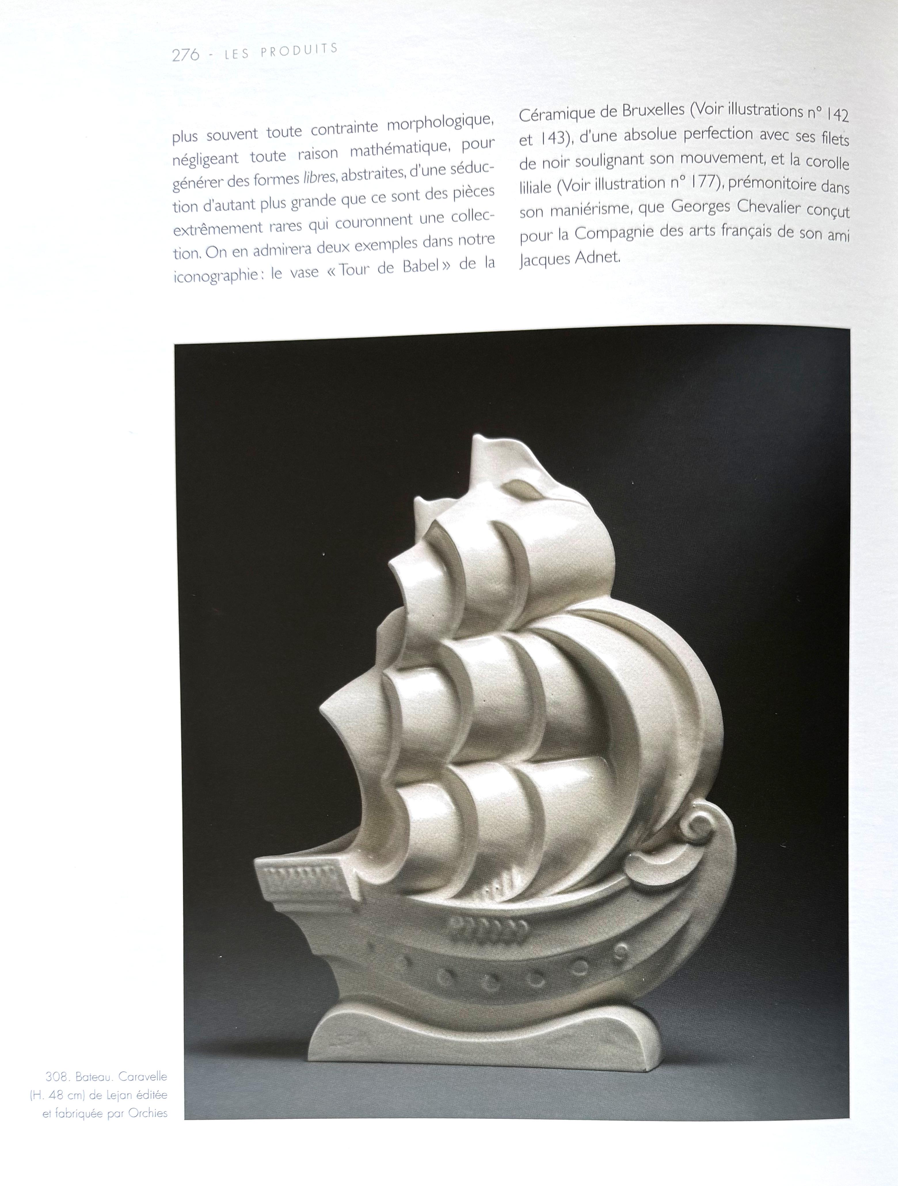 Scultura di nave caravella di LEJAN da Orchies, 1920 in vendita 3