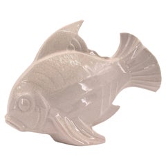 LEJAN French Art Deco Crackle Glaze Ceramic Fish 1920