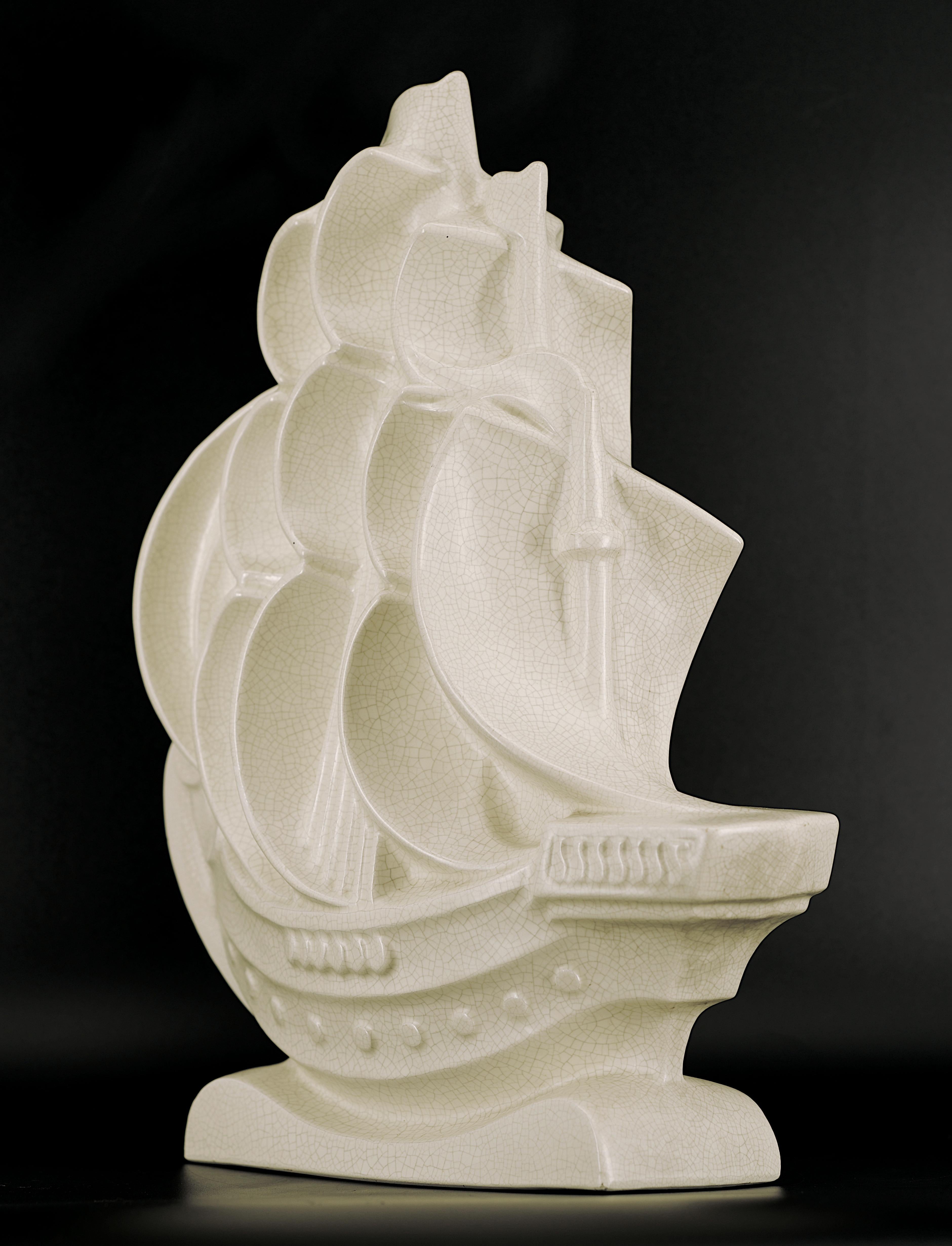 Inizio XX secolo Scultura di nave caravella di LEJAN da Orchies, 1920 in vendita