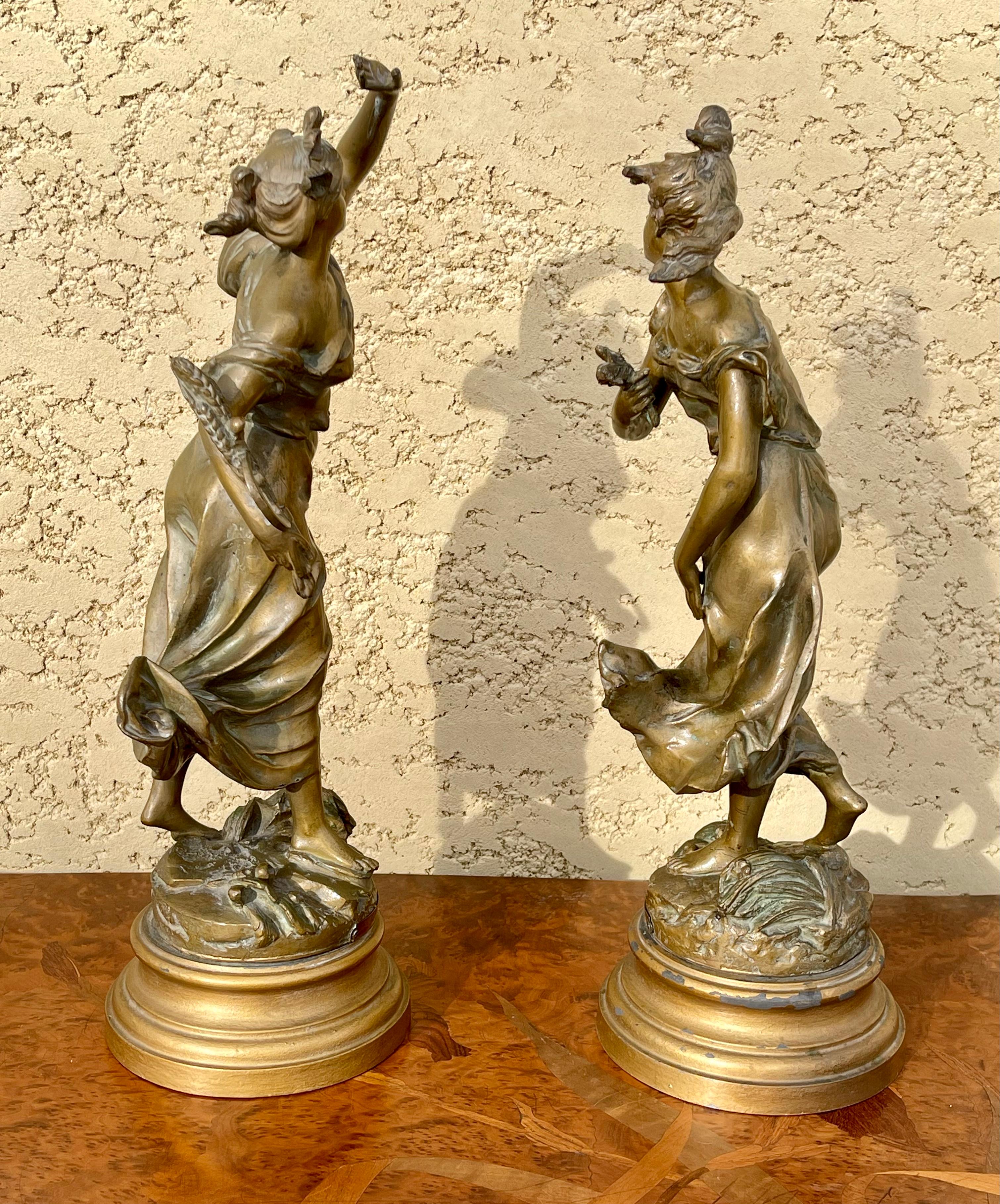 Lejeune - Coppia di statuette, Il fulmine e il colpo di vento in vendita 8