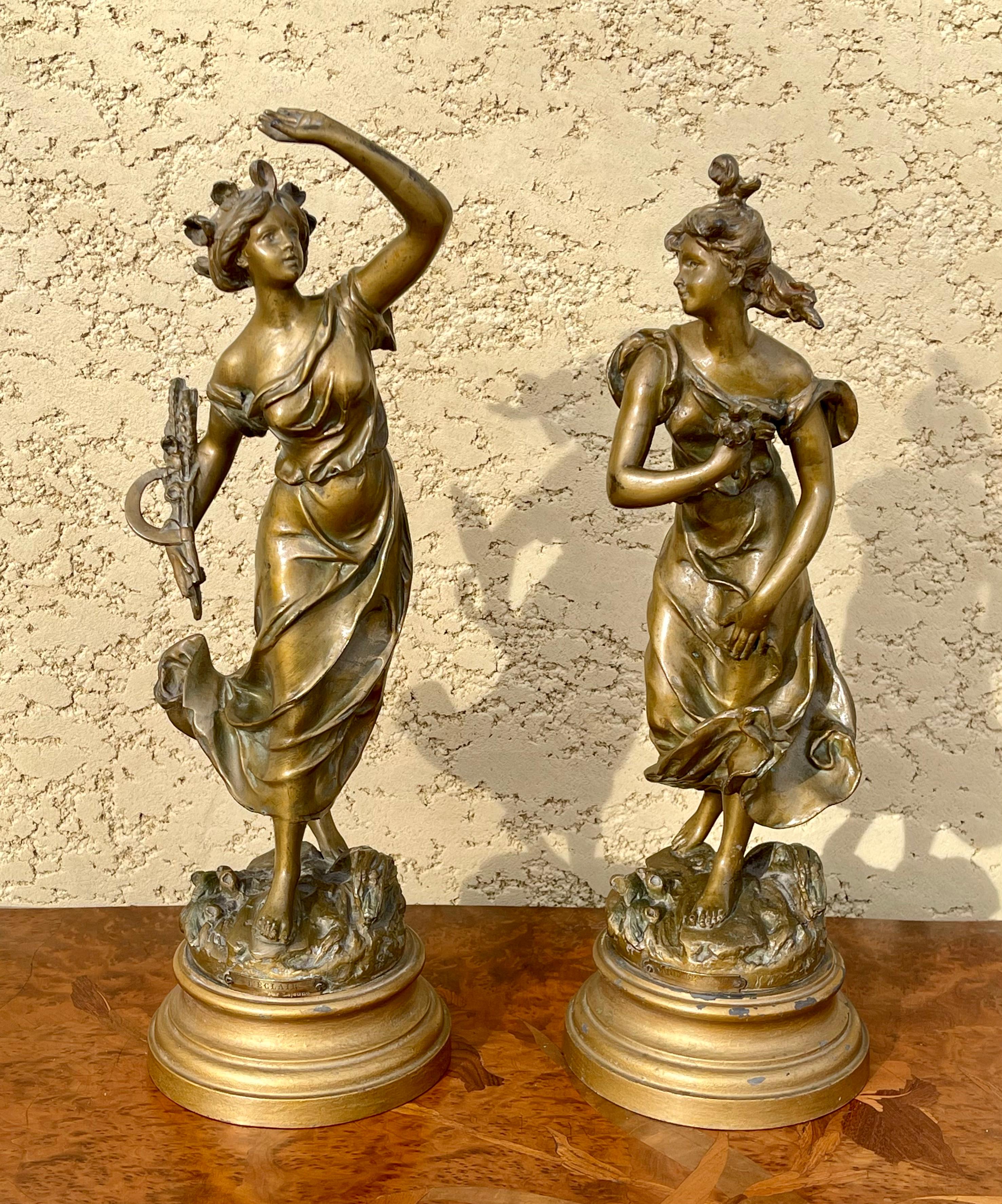 Lejeune - Coppia di statuette, Il fulmine e il colpo di vento in vendita 2