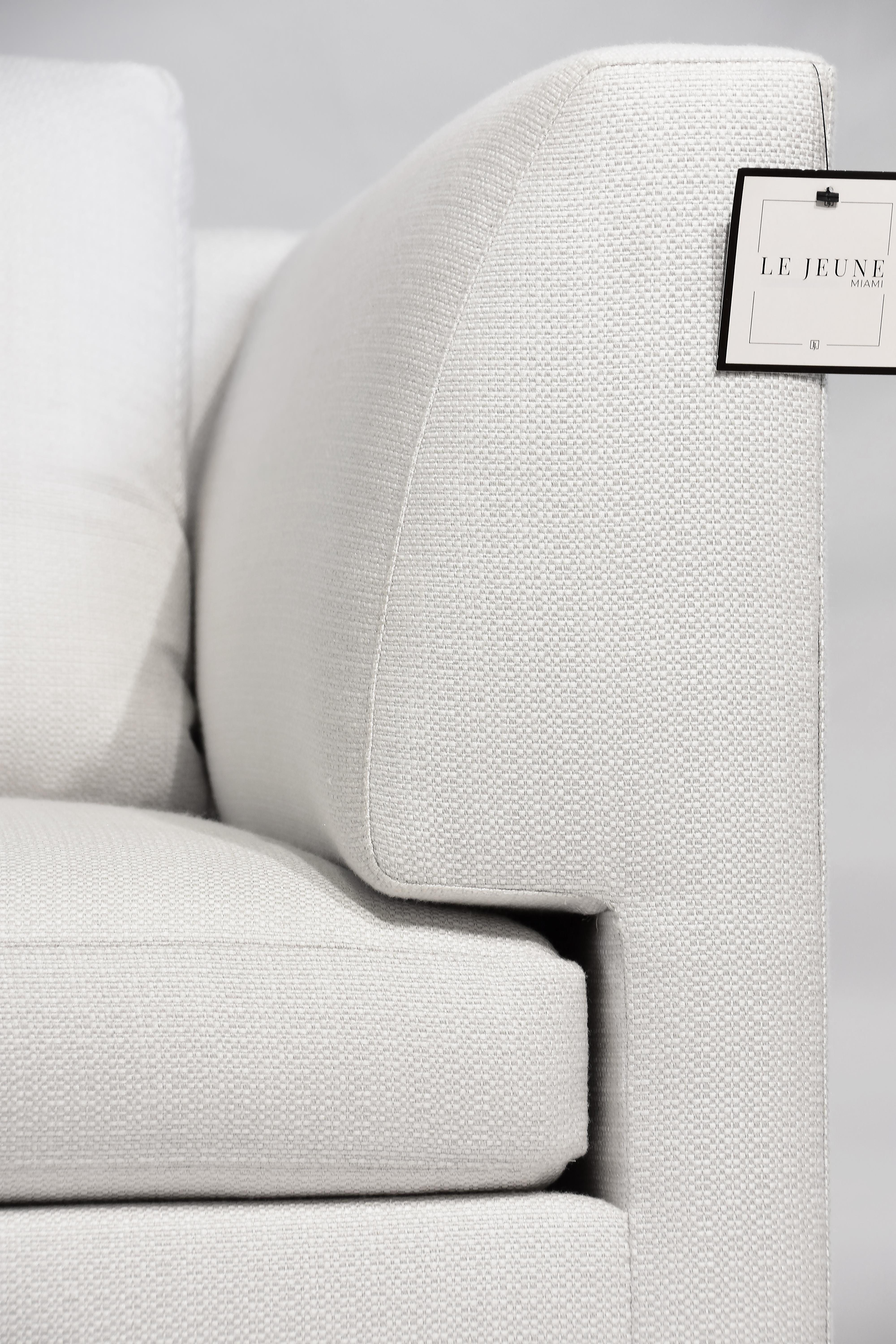 Le Jeune Upholstery Ashley 3 Seat Sofa in Light Gray Floor Model For Sale 1