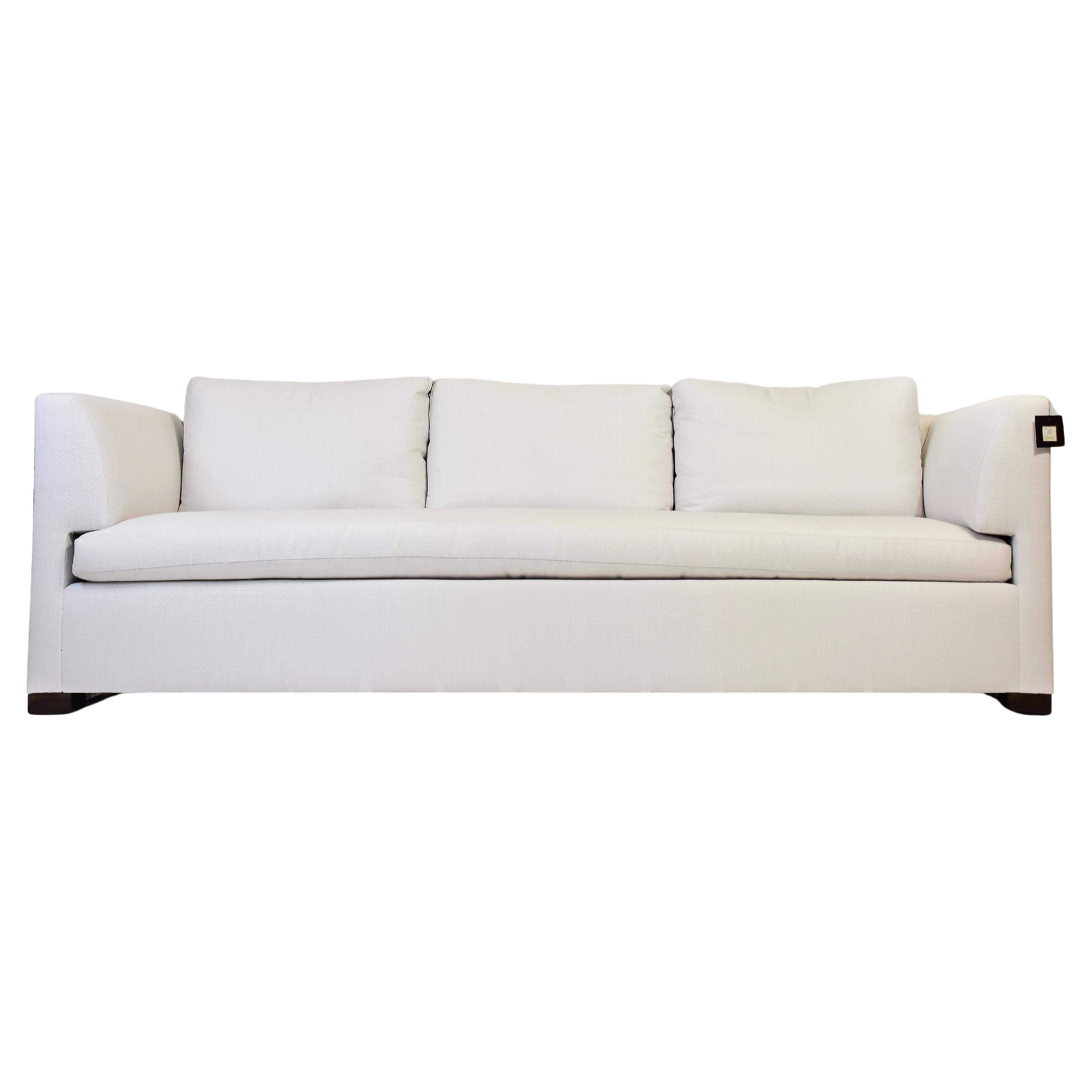 Le Jeune Upholstery Ashley 3 Seat Sofa in Light Gray Floor Model For Sale