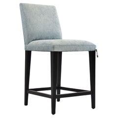 Le Jeune Upholstery Cutler Counter Stool Floor Model with Wood Footrest