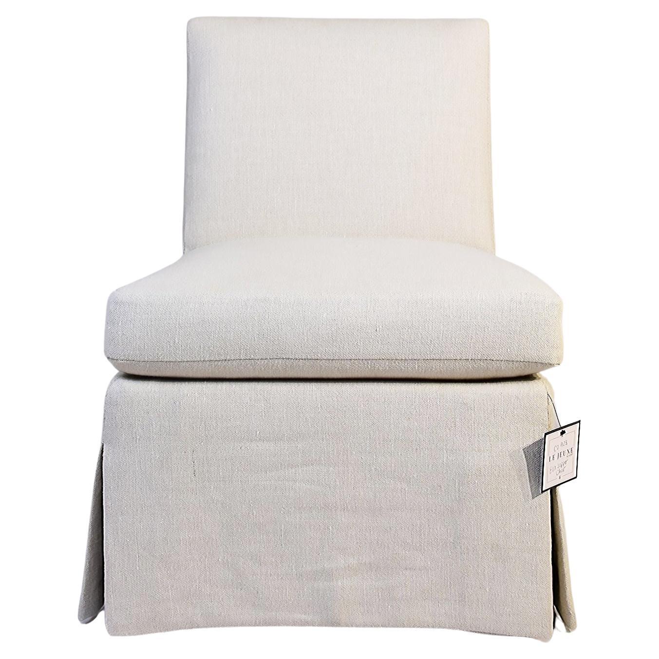Le Jeune Upholstery Ella Slipper Chair Floor Sample in Ivory For Sale
