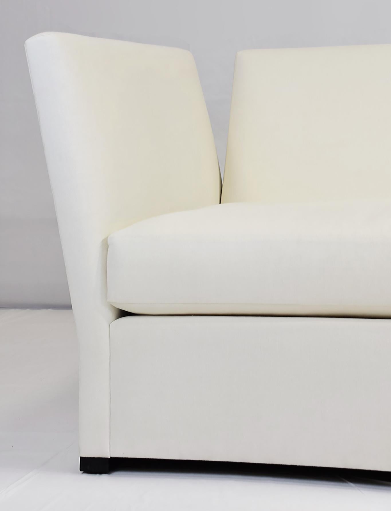 American Le Jeune Upholstery Jones Angled Arm Sofa Showroom Model For Sale